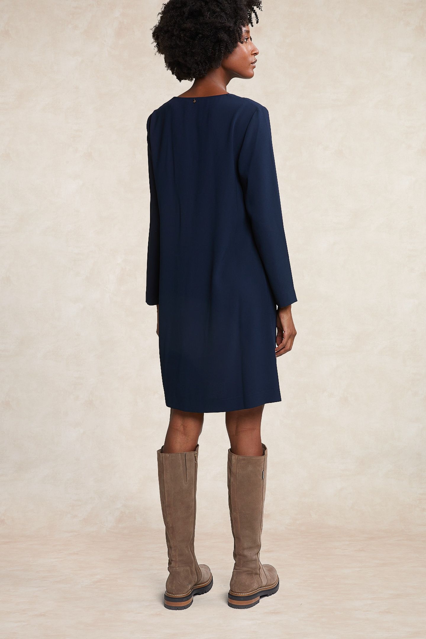 NAVY V-NECK DRESS LONG SLEEVES BLUE 2