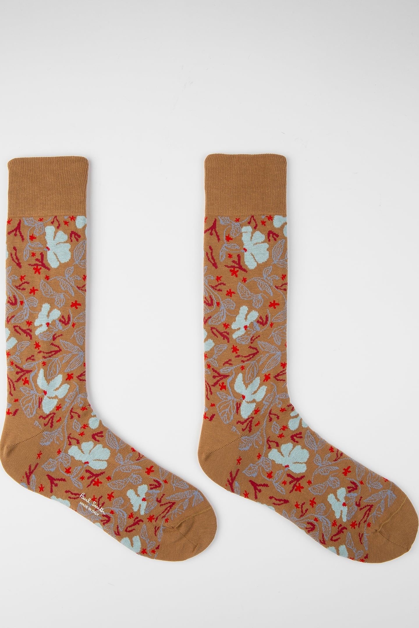 MEN SOCK SEA FLORAL KHAKI 2