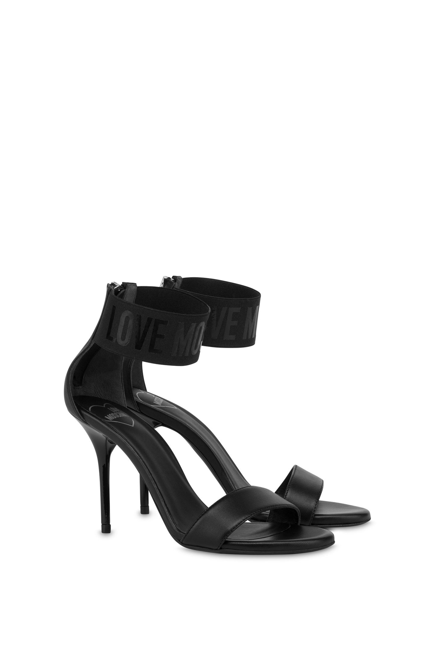 HIGH NAPPA LEATHER SANDALS WITH ELASTIC BLACK 2