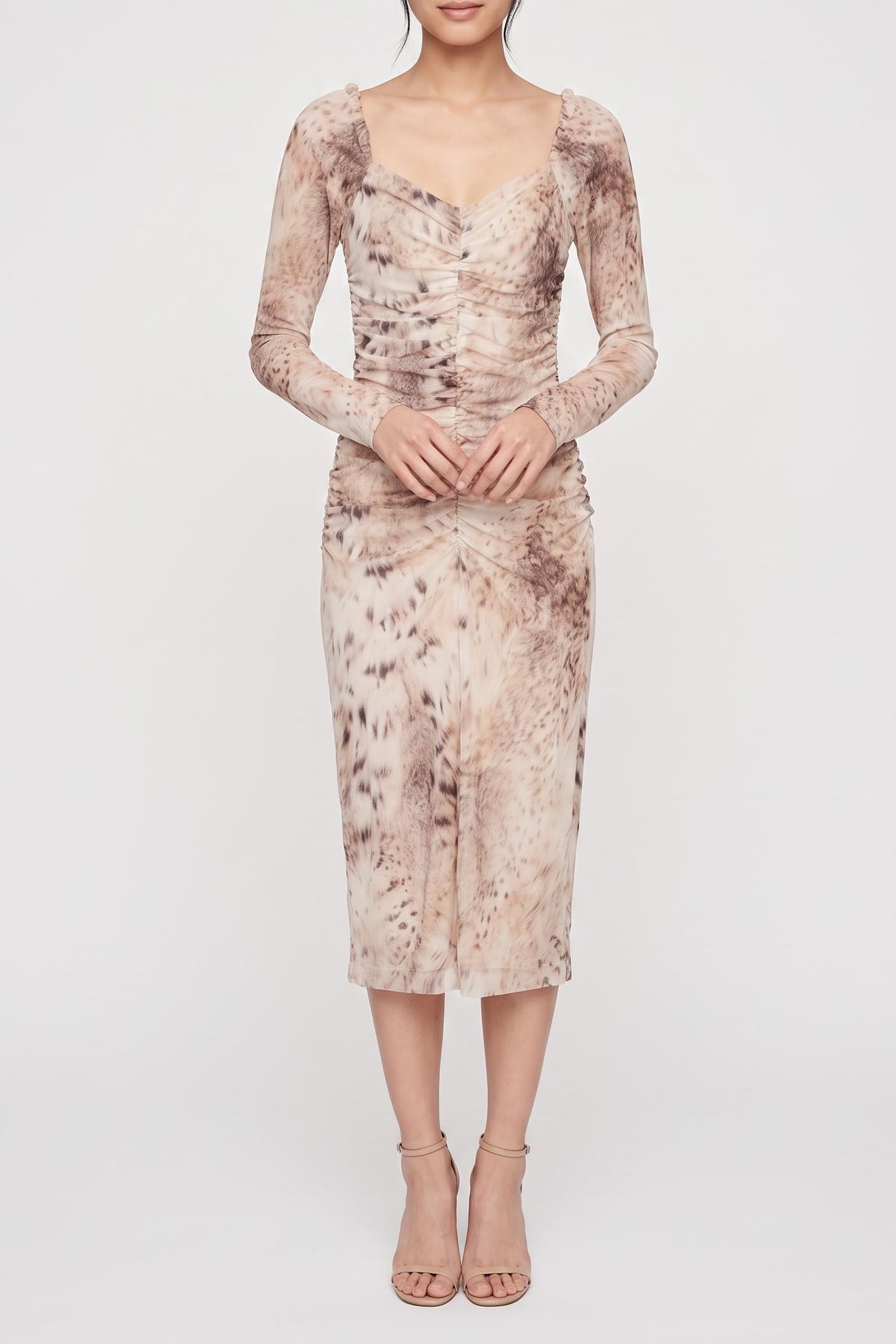 HOLLY LS DRAPEP DRES SNOW LYNX 1