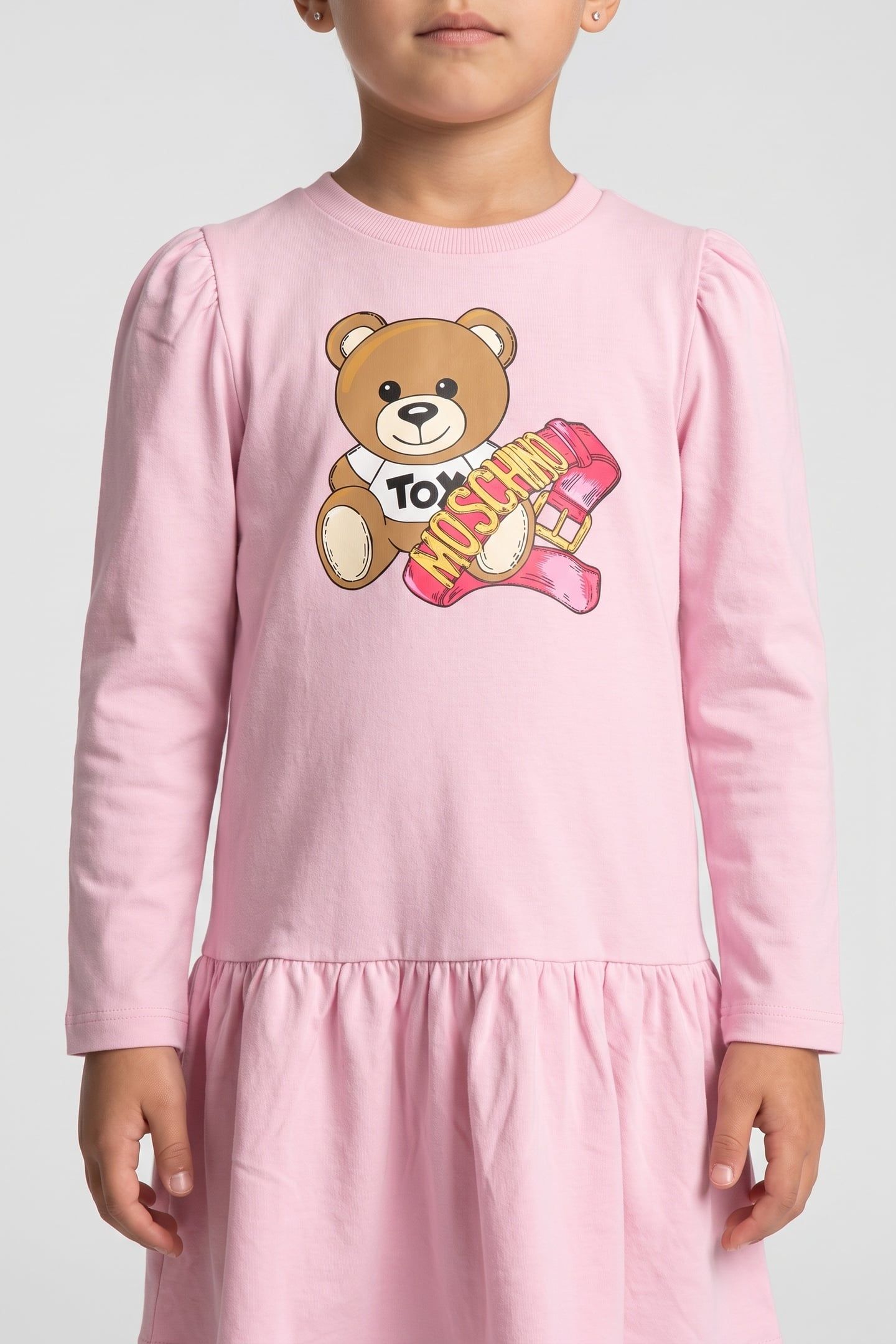 GIRL'S MOSCHINO TEDDY BEAR FLEECE DRESS PINK 3