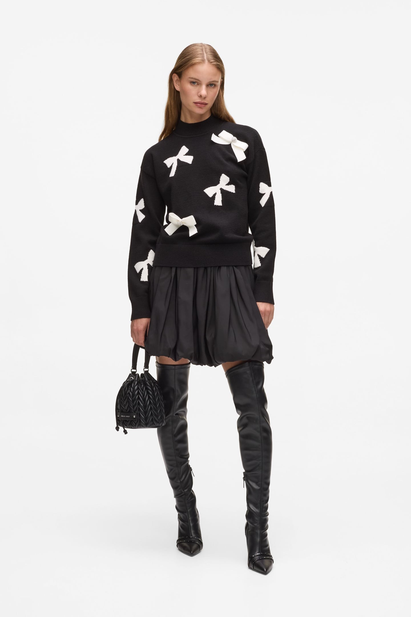 KNITTED BOW SWEATER BLACK 1