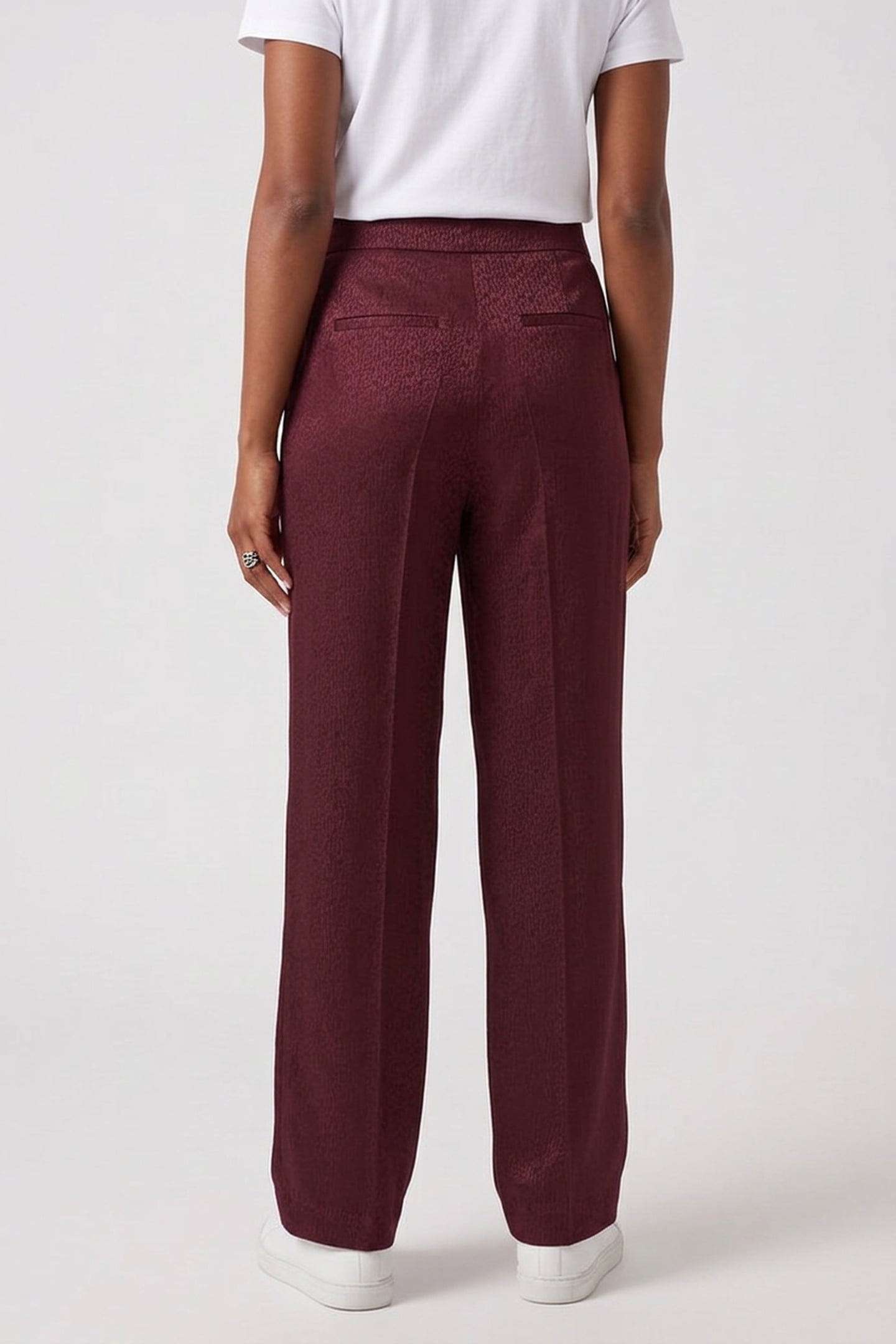 LOGO JACQUARD CIGARETTE PANTS WINDSOR BURGUNDY 2
