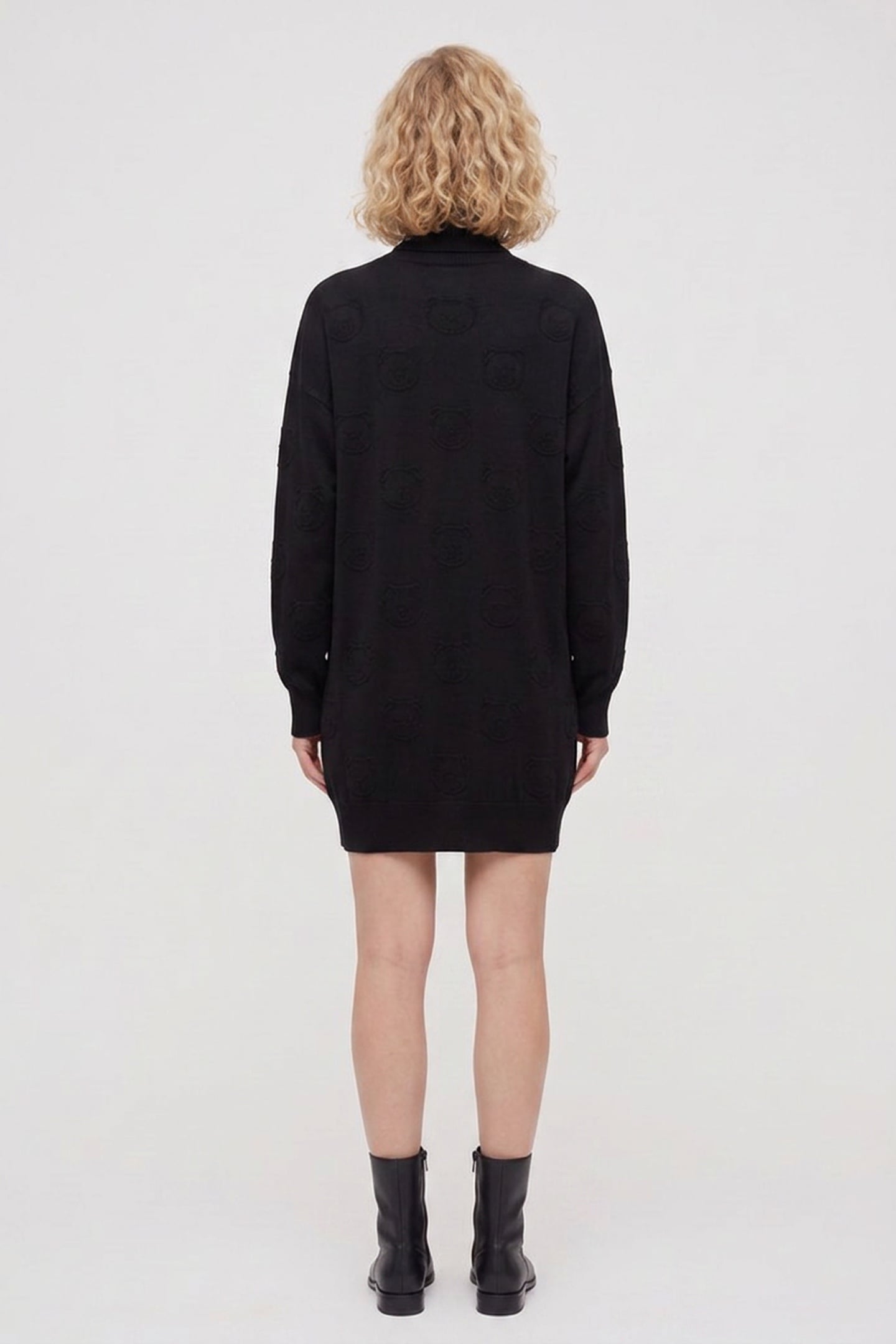 ALLOVER TEDDY BEAR WOOL DRESS BLACK 2