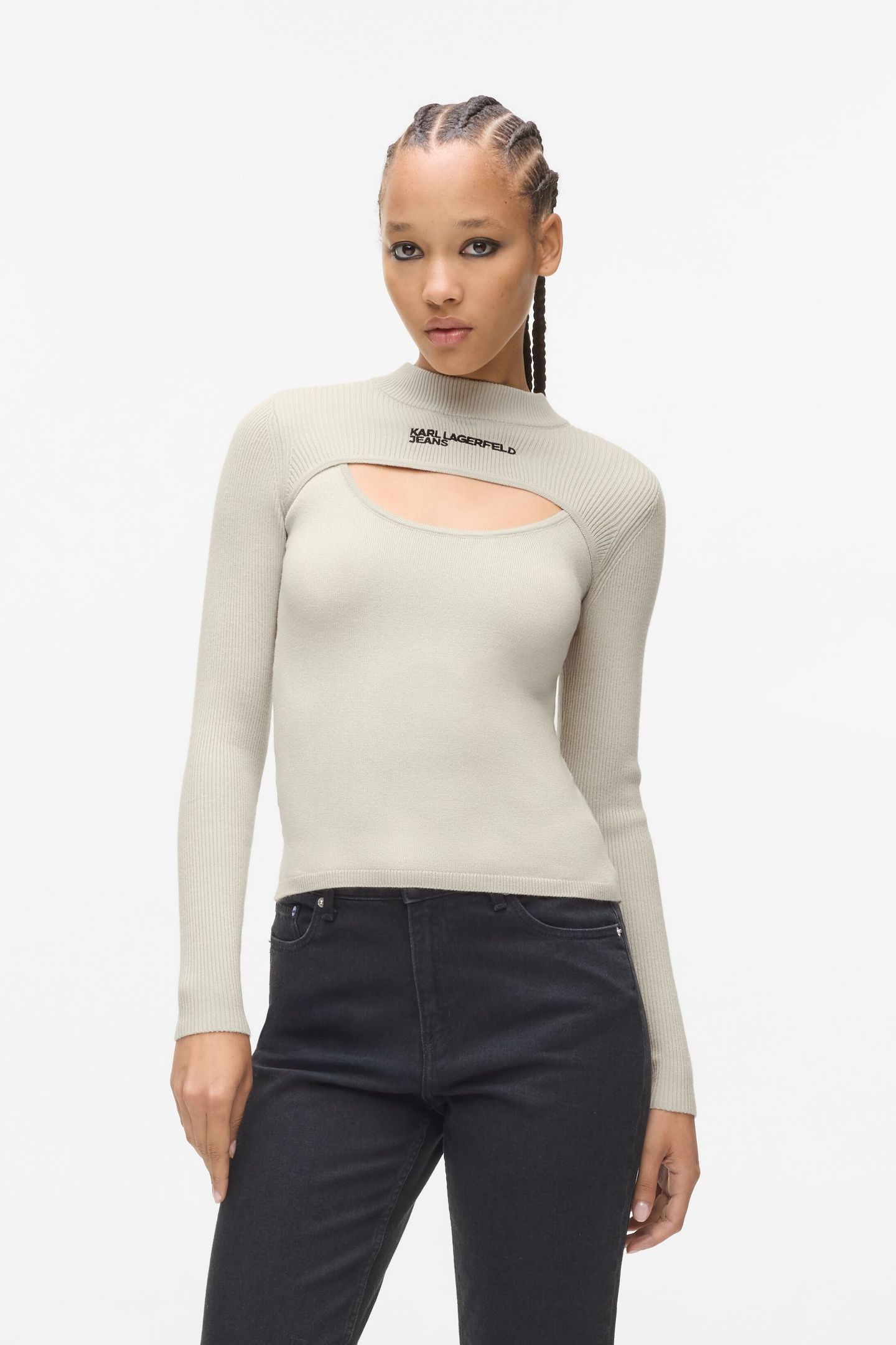KLJ CUT OUT MOCK NECK SWEATER MOONSTRUCK 1