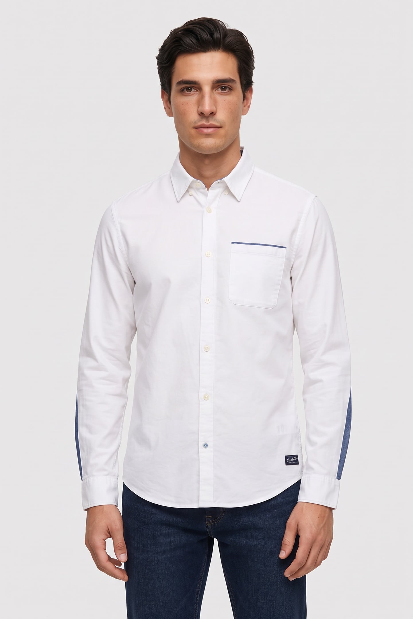 OXFORD REGULAR-FIT CONTRAST SHIRT BRIGHT WHITE 1