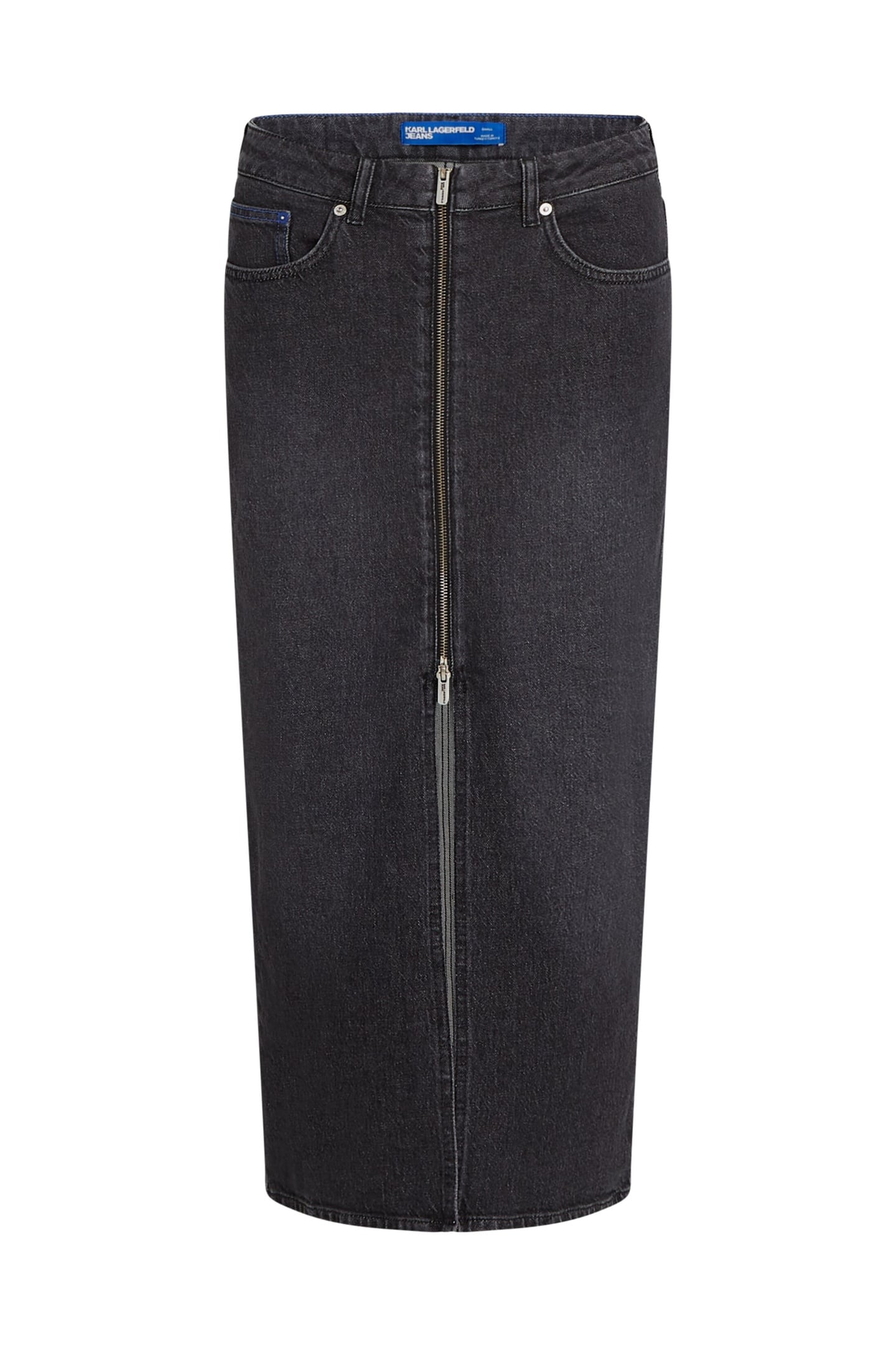 KLJ ZIP DENIM MIDI SKIRT WASHED DARK GREY 4