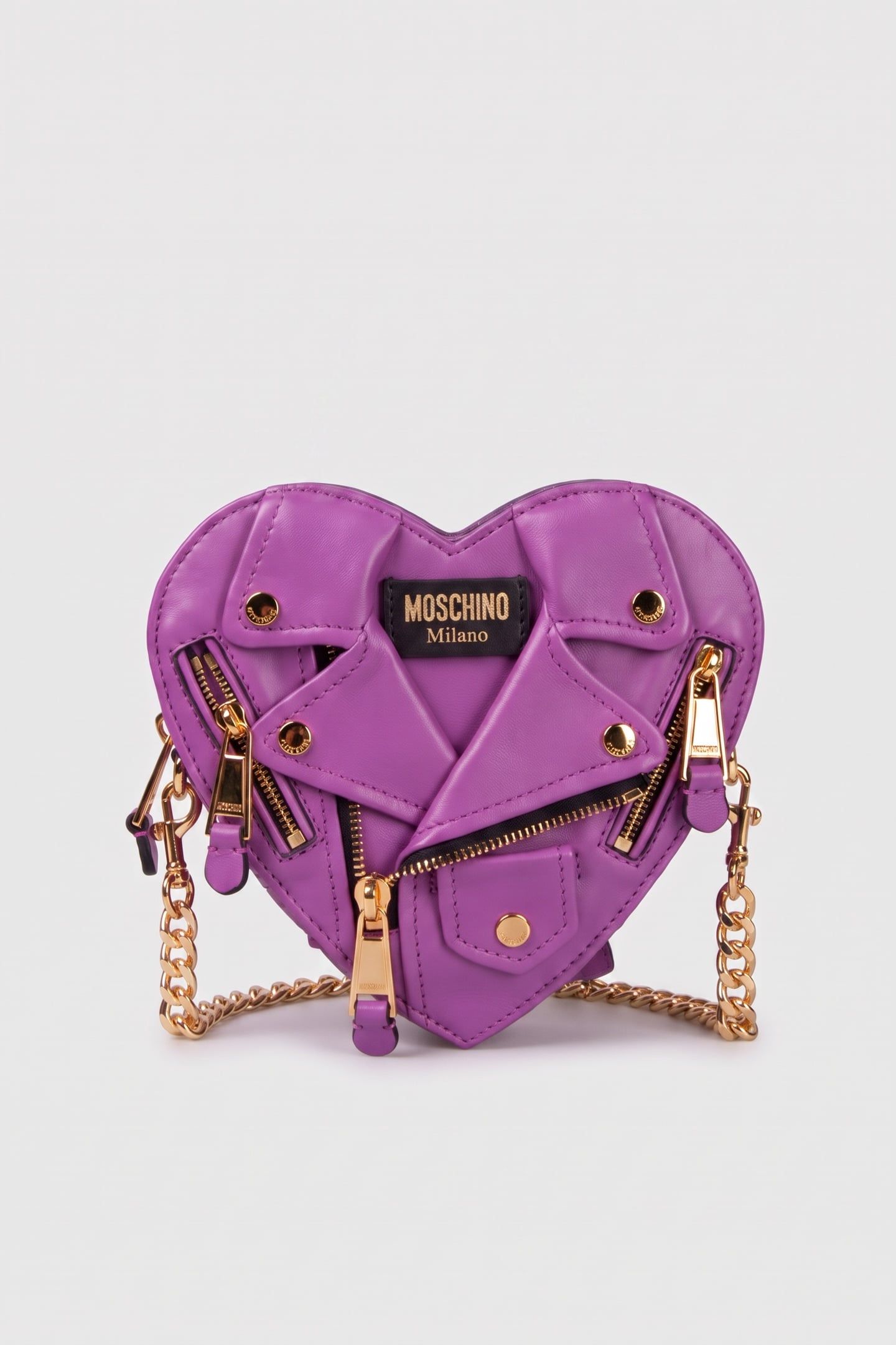 HEART BIKER BAG IN NAPPA LEATHER PURPLE 2