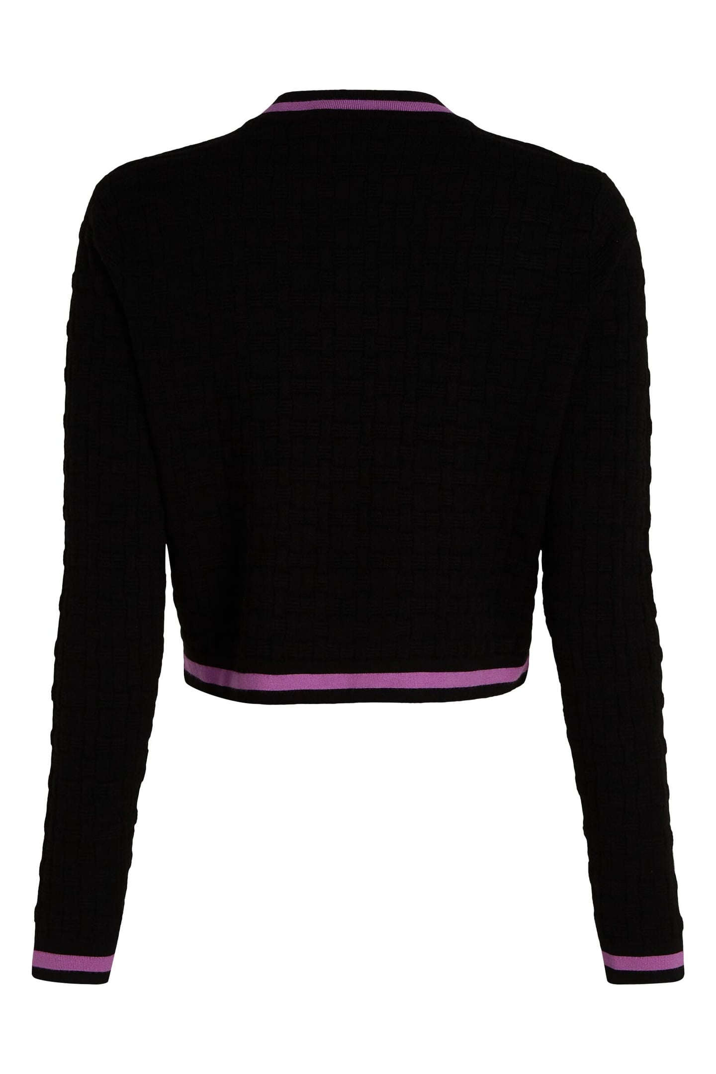 TEXTURED CLASSIC KNIT CARDIGAN BLACK/IRIS ORCHID 5