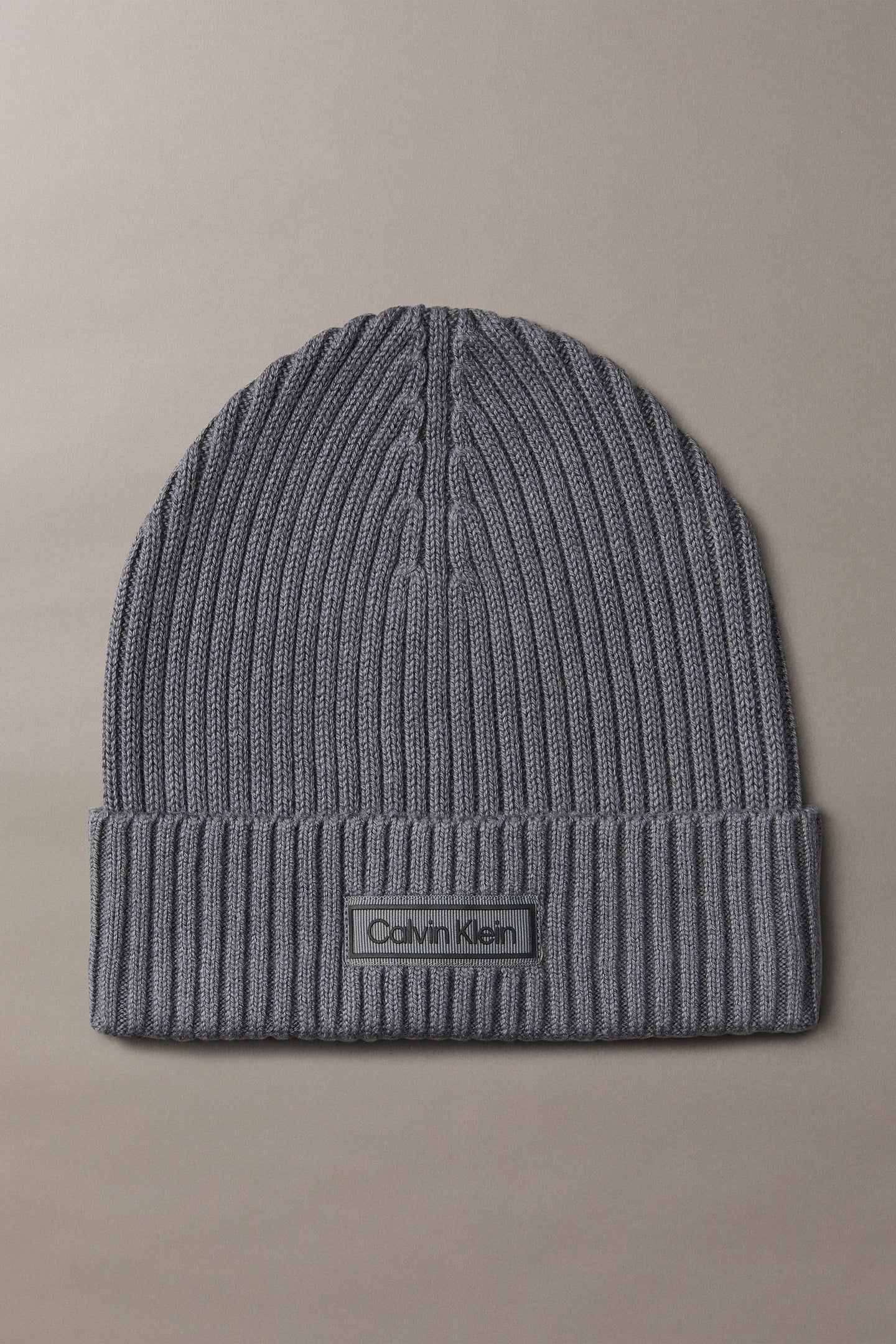 PATCH CHUNKY RIB COTTON BEANIE IRON GATE 1