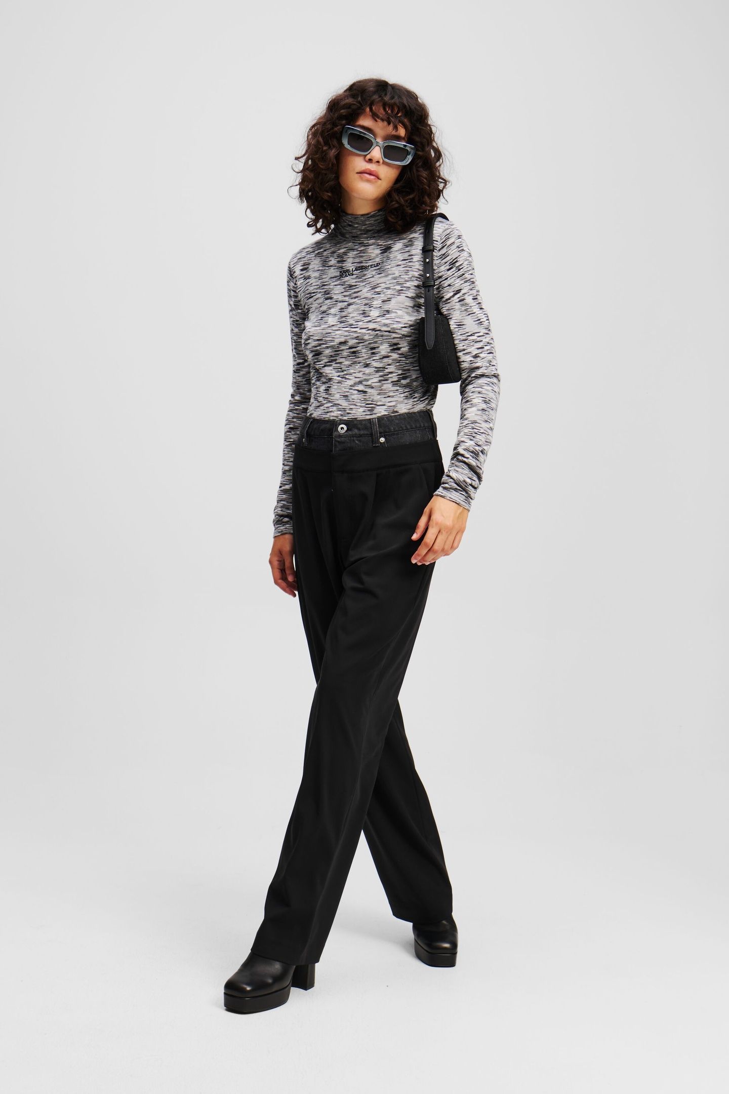 KLJ MOCK NECK KNIT TOP LIGHT GREY MELANGE 1