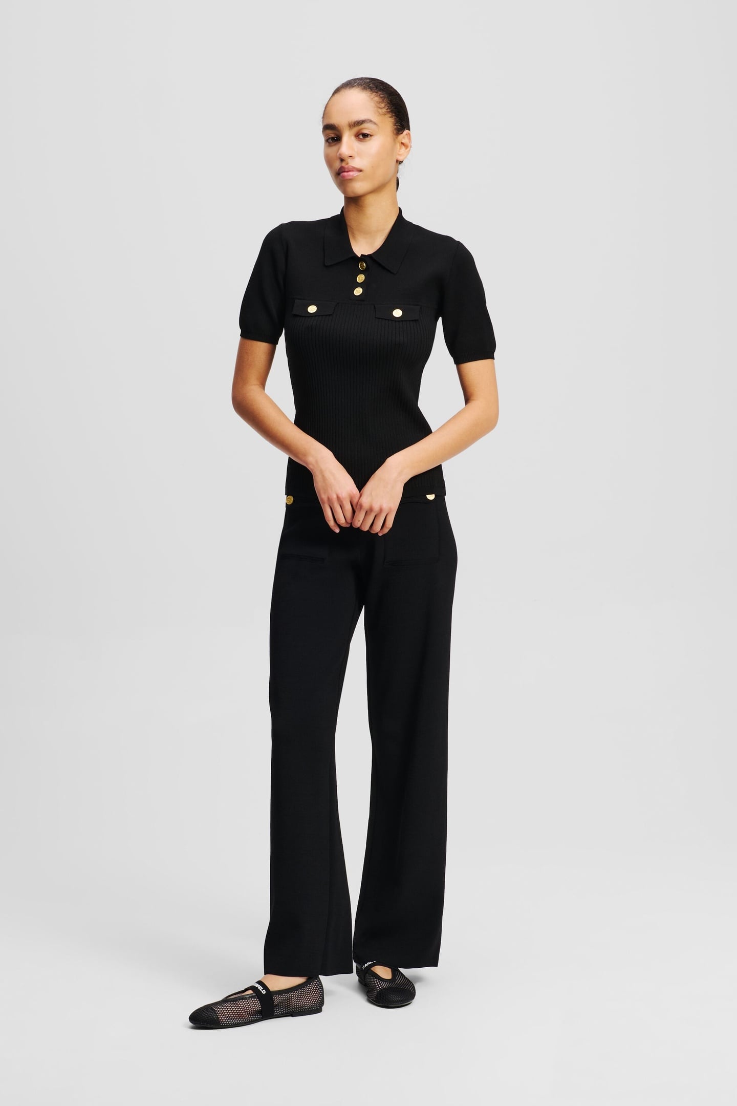 BUTTON KNIT PANTS BLACK 2