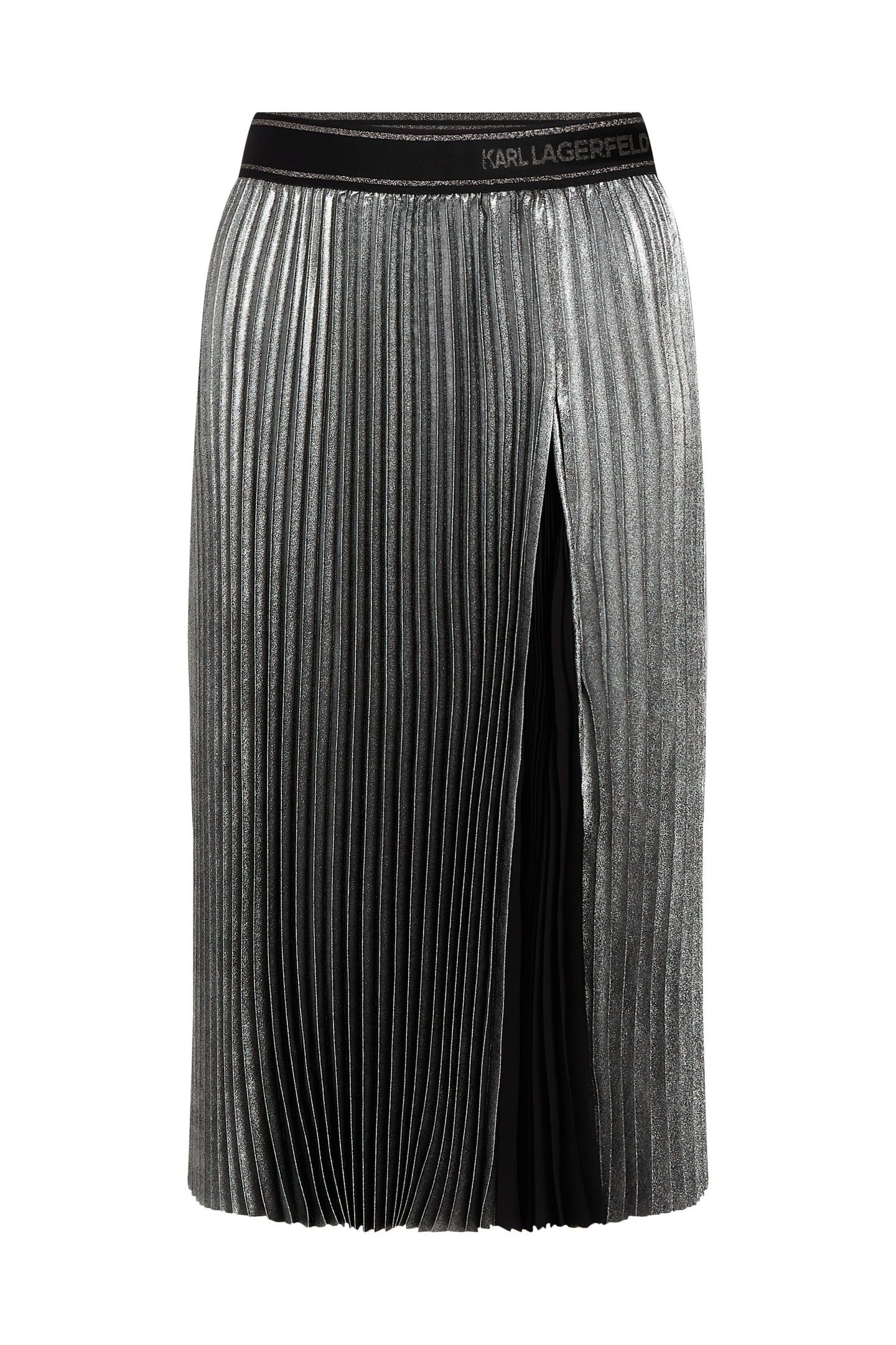 FOIL PLEATED SKIRT GUNMETAL 4