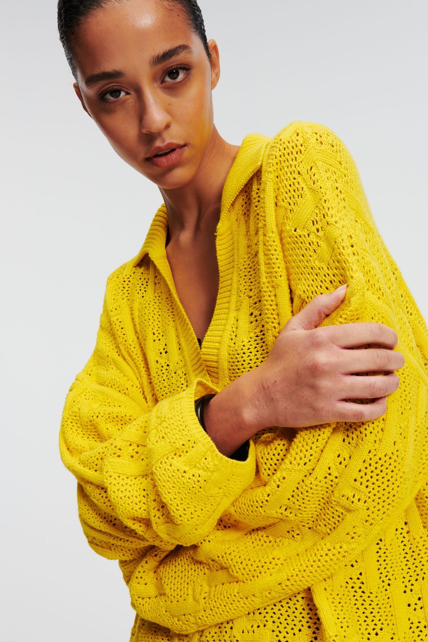MONOGRAM KNIT LS SWEATER BLAZING YELLOW 7