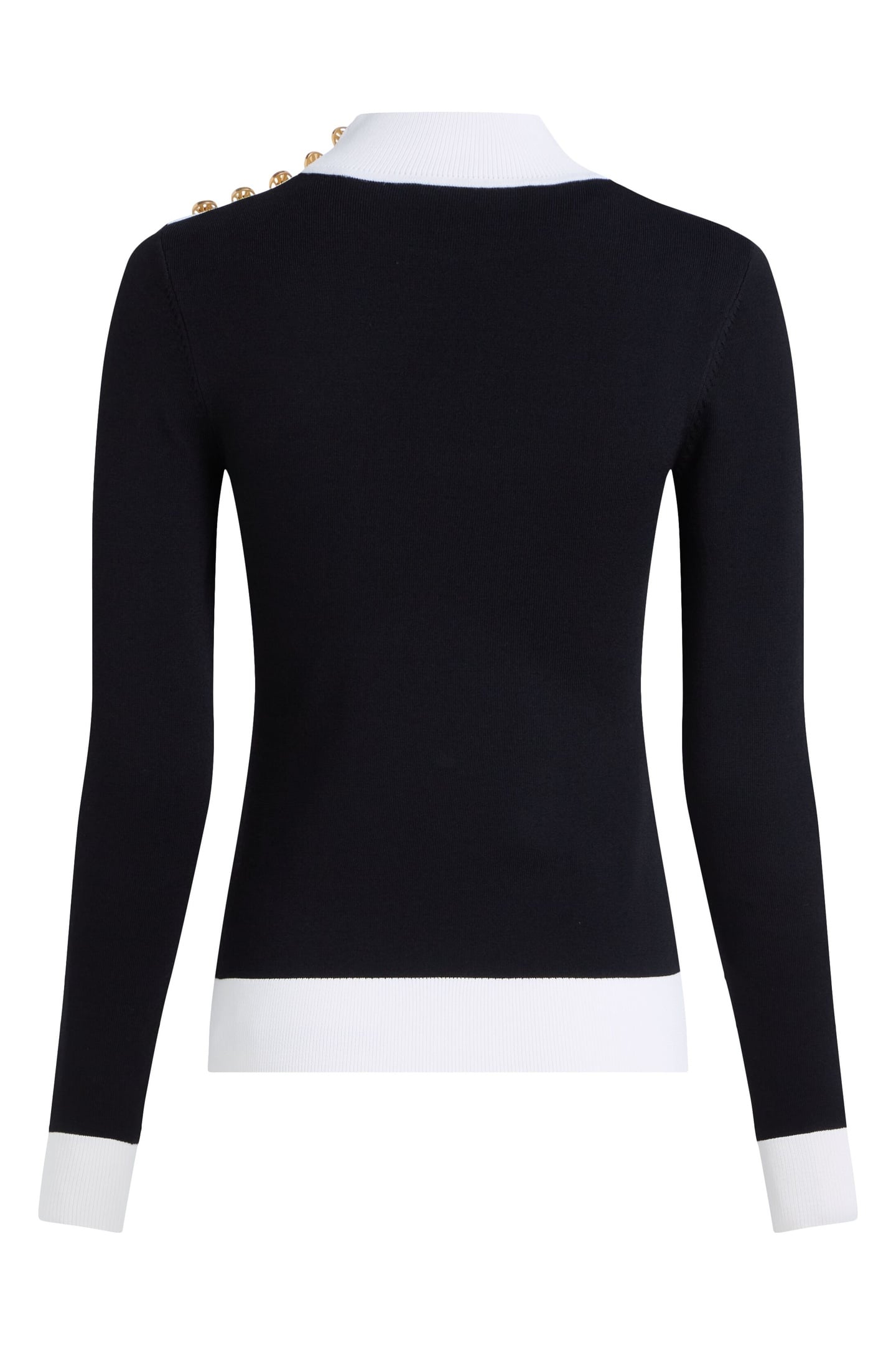 BUTTON DETAIL MOCK NECK BLACK 5