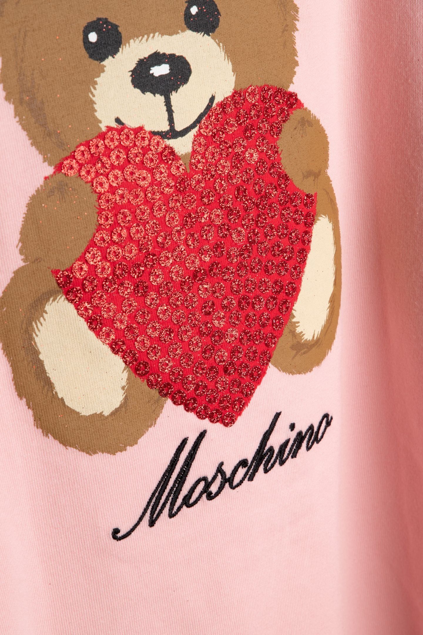 GIRL'S MAXI T-SHIRT IN JERSEY HEART TEDDY BEAR PINK 4