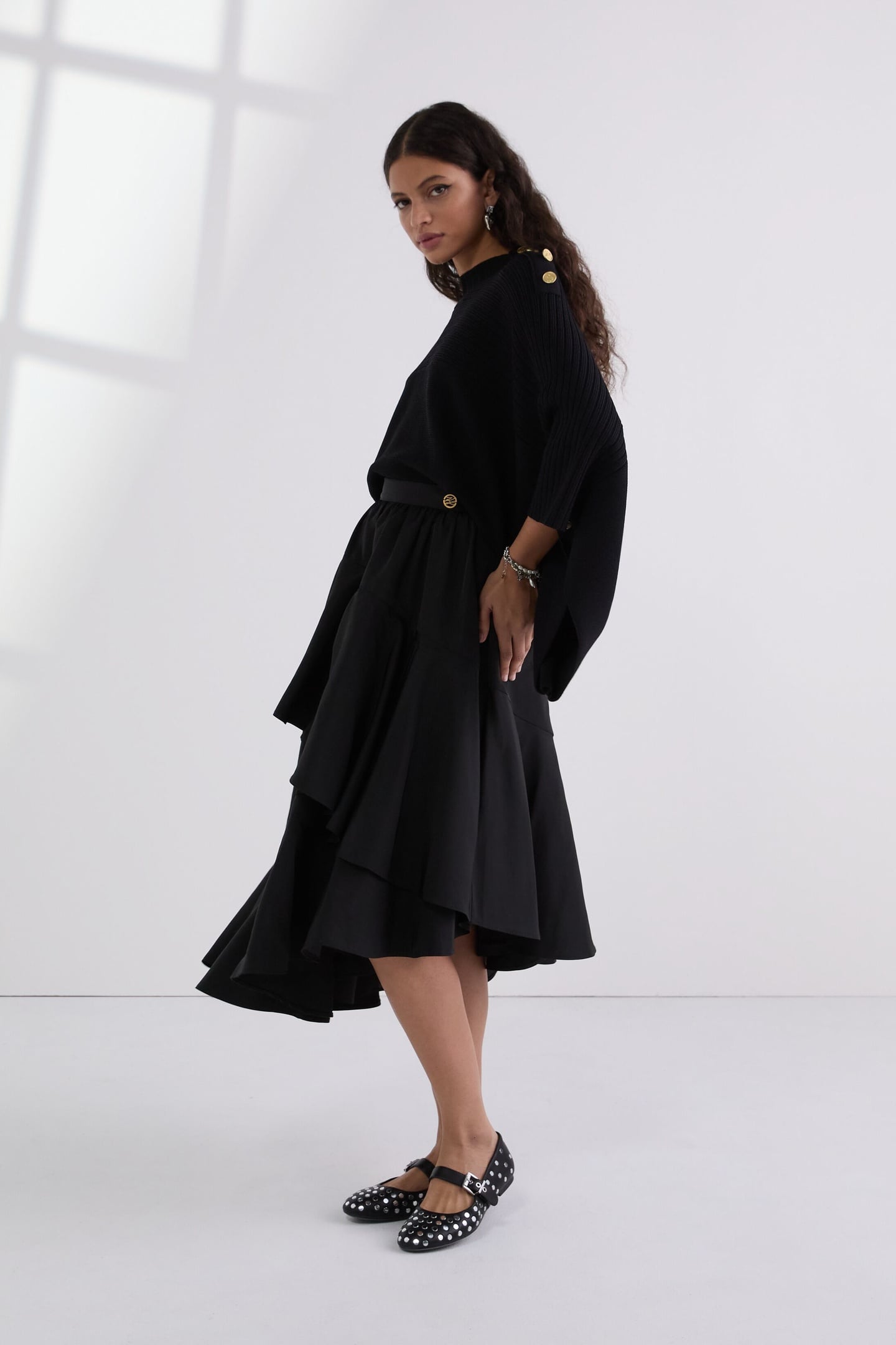 VOLUMINOUS RUFFLE SKIRT BLACK 1