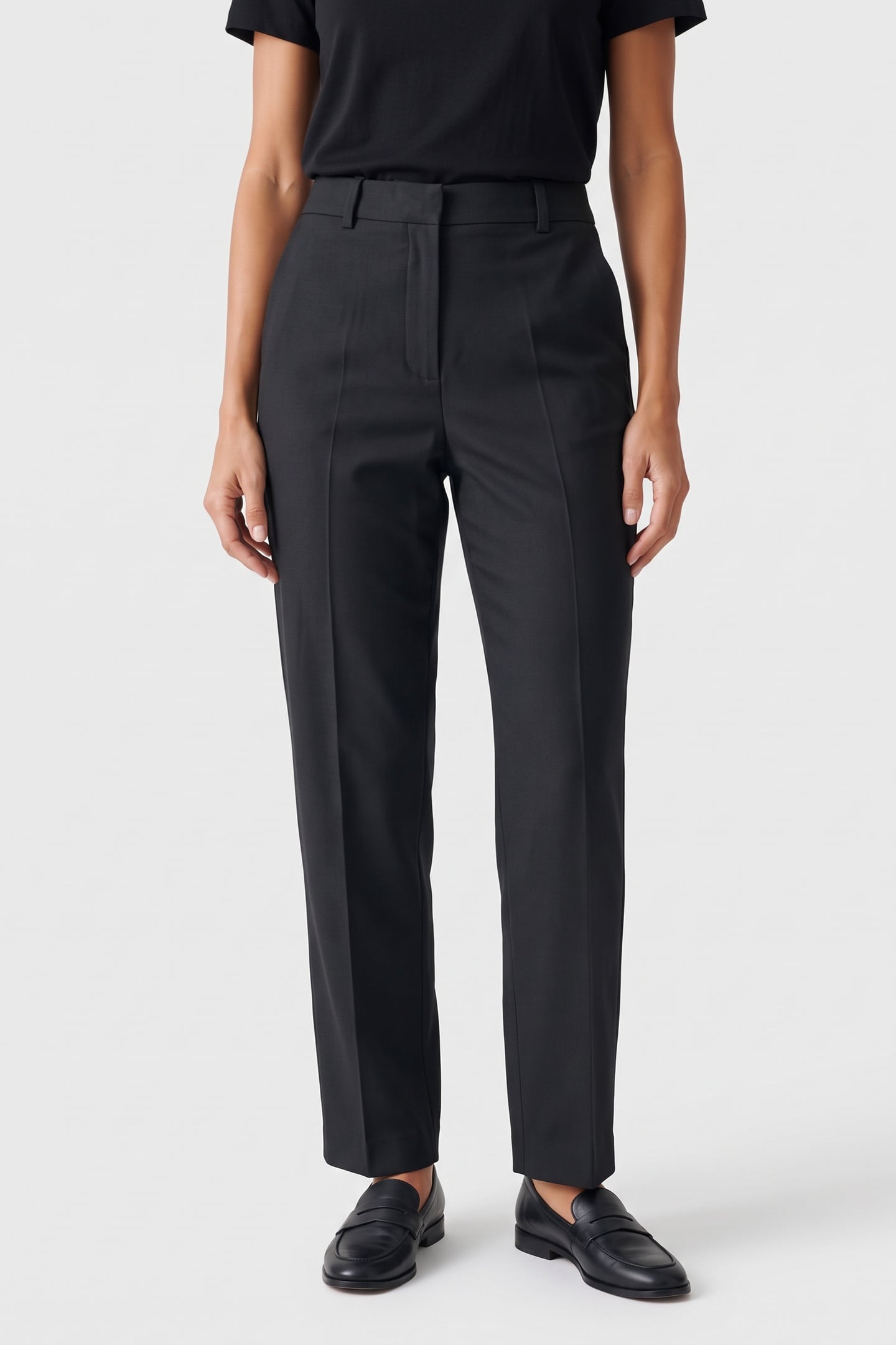 ELMO WOOL TWILL TROUSERS BLACK 1
