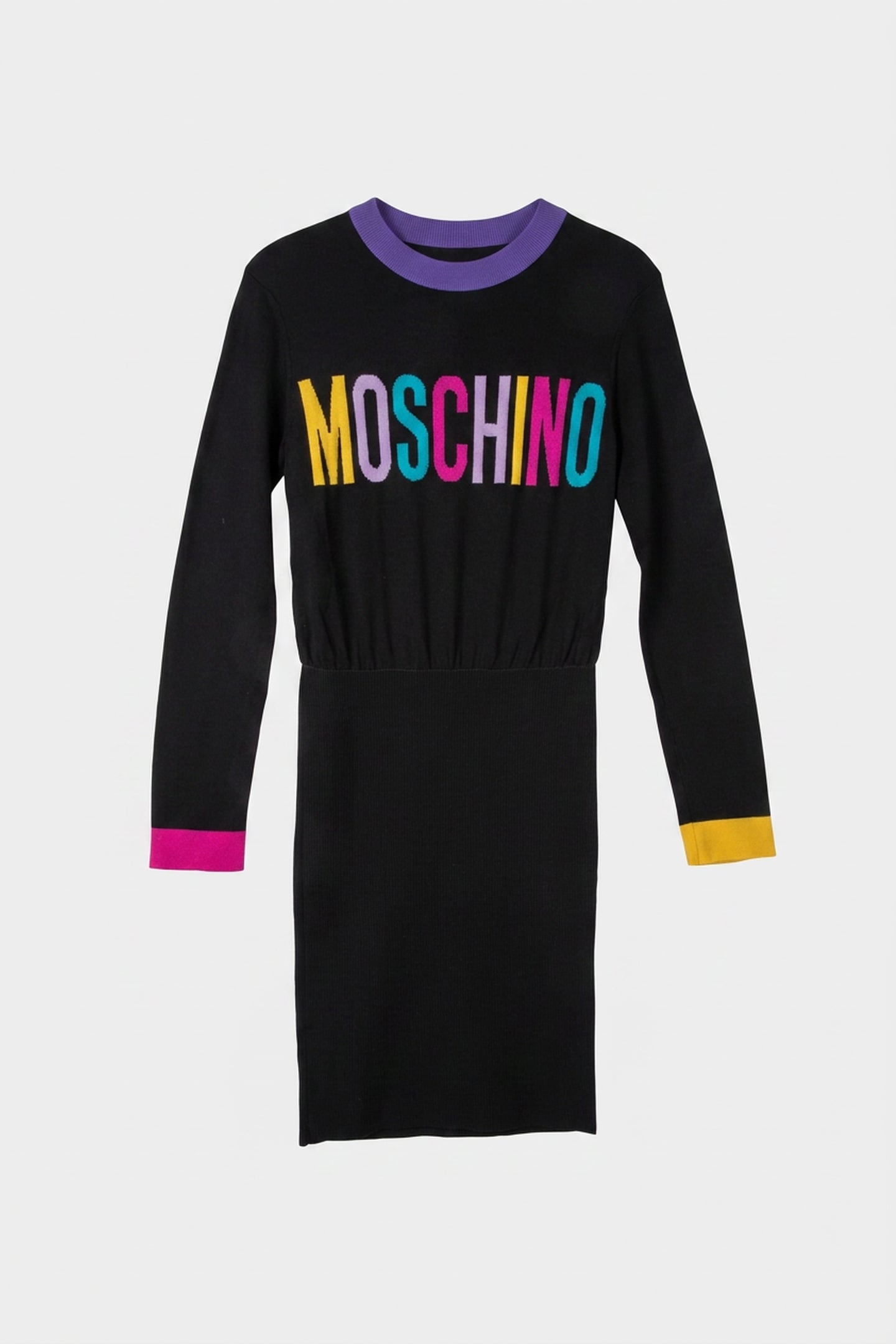 COLOR BLOCK KNIT DRESS BLACK 3