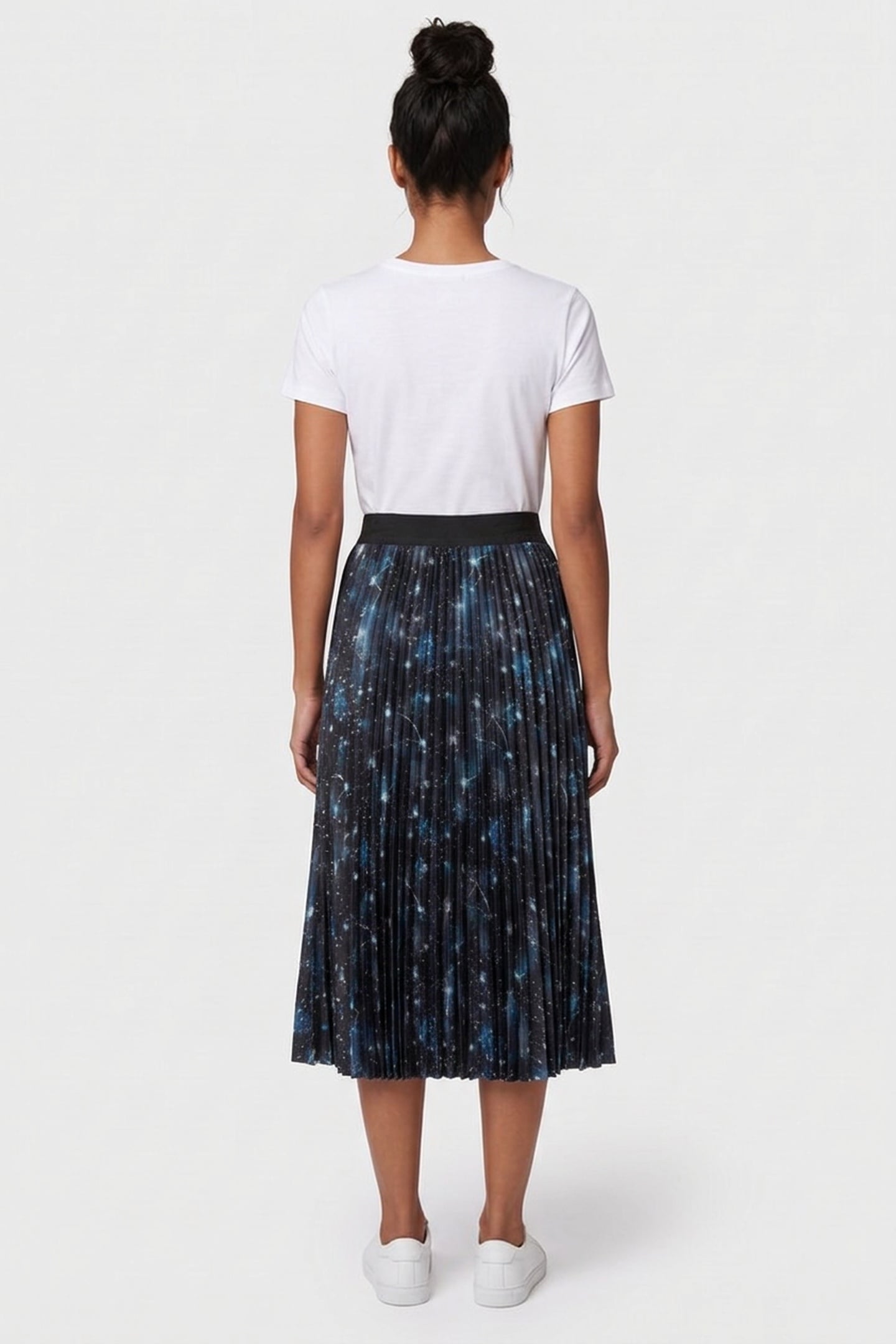 COSMIC PRINT PLEATED SKIRT BLACK 2