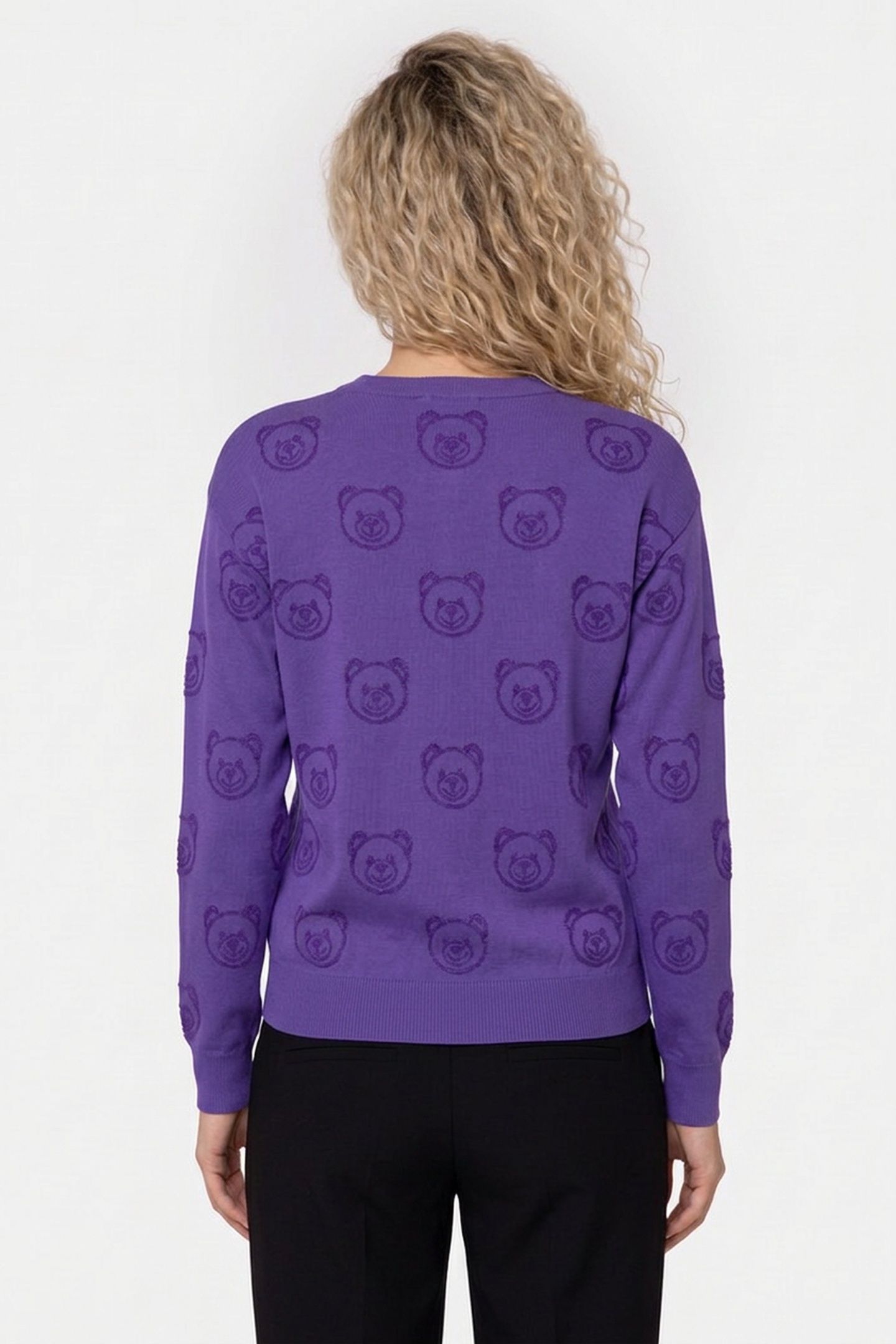 ALLOVER TEDDY BEAR WOOL PULLOVER BLUE 2