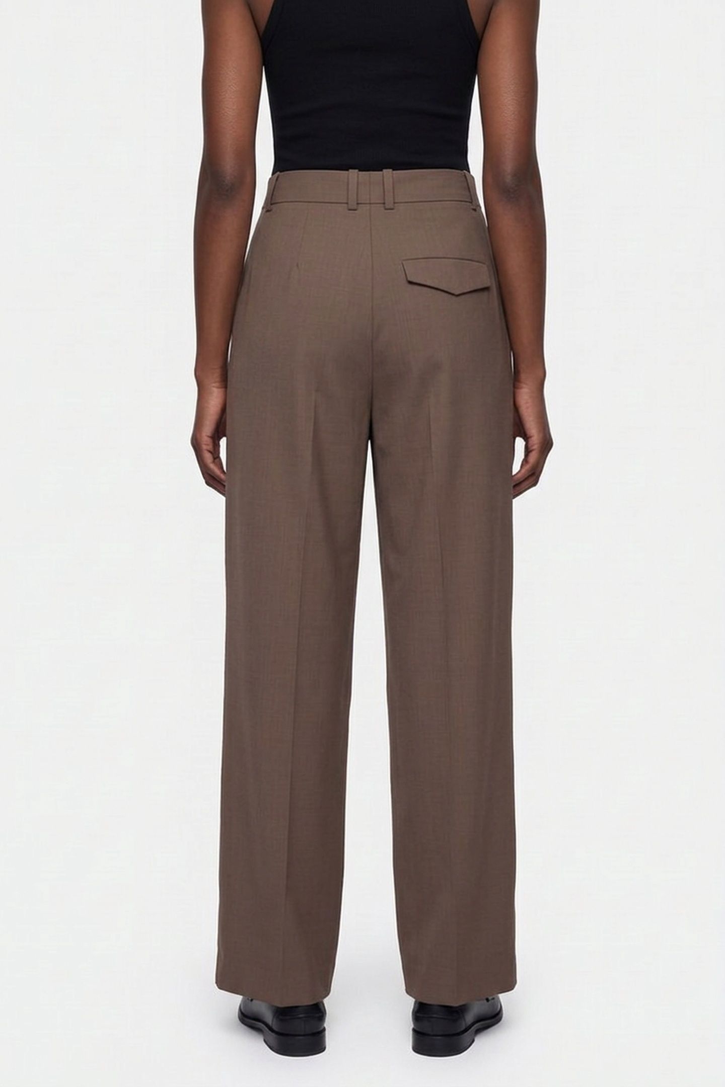 EBBE WOOL TWILL TROUSERS BROWN 2