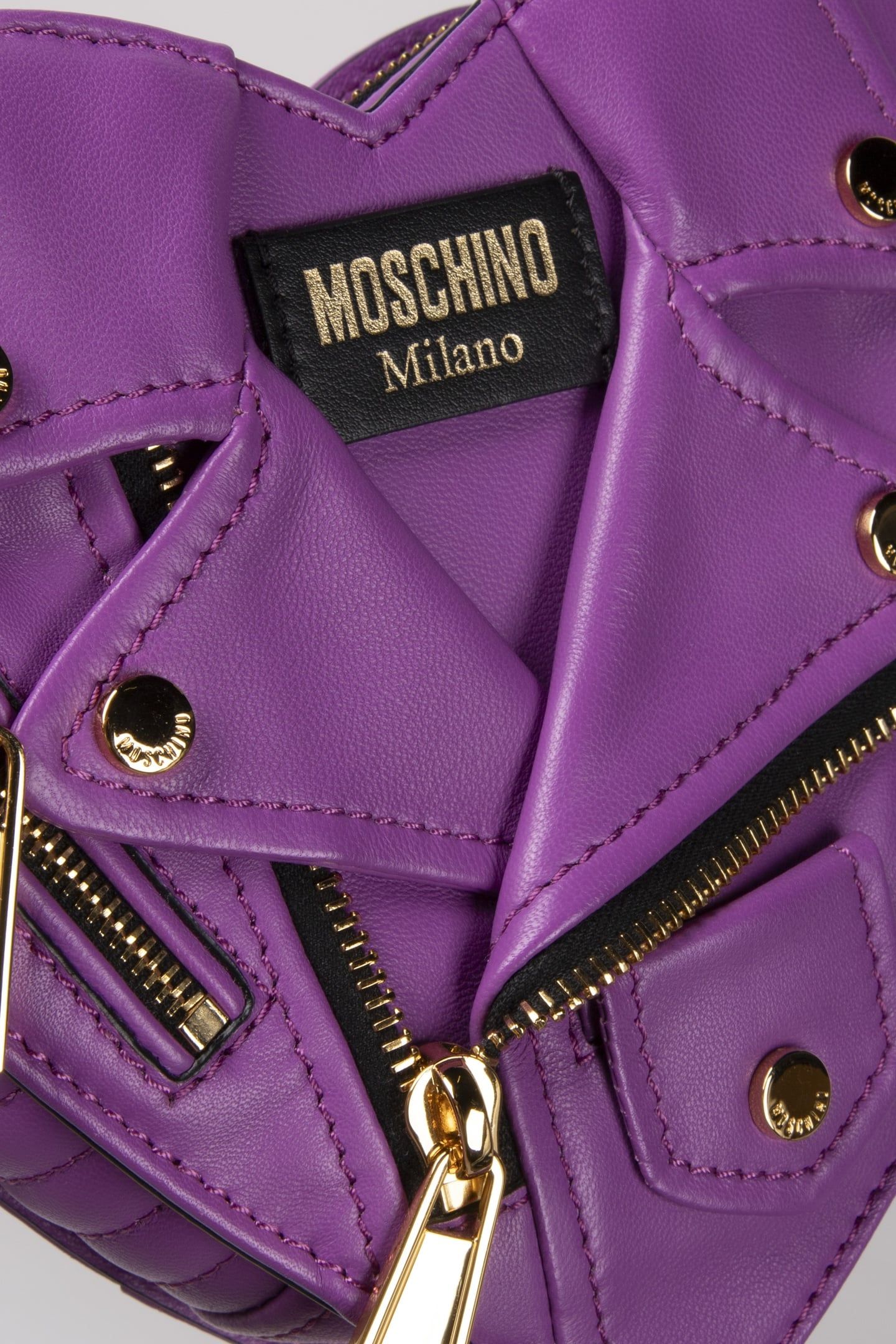HEART BIKER BAG IN NAPPA LEATHER PURPLE 4