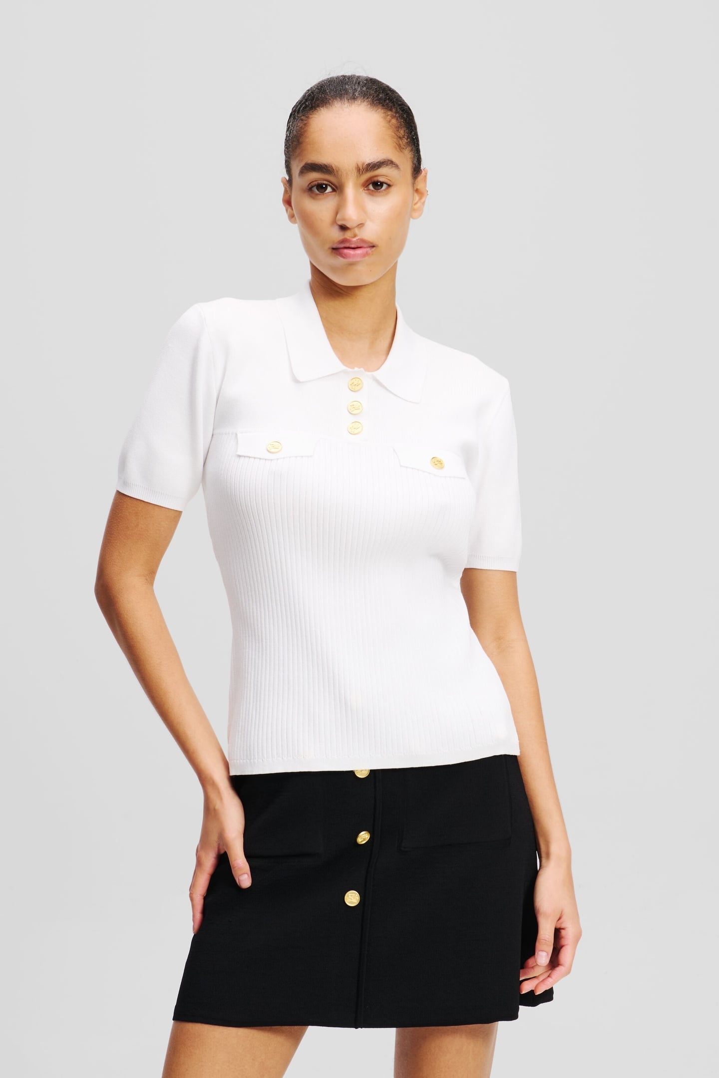 SSLV KNIT POLO WHITE 2