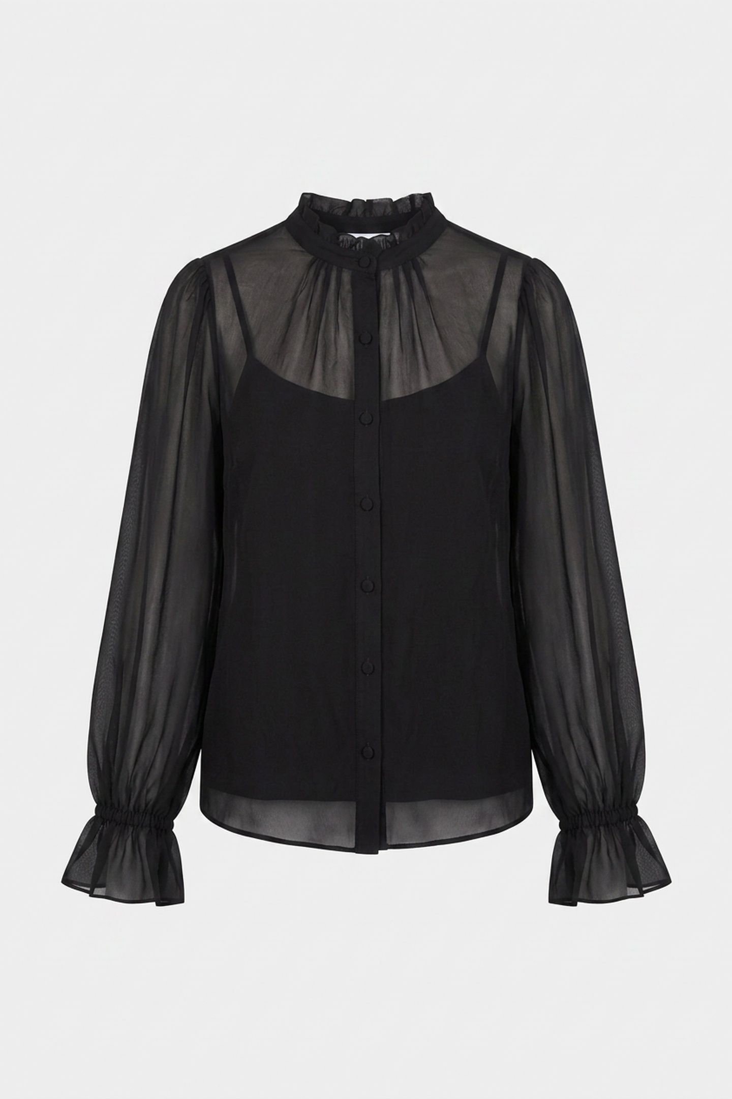 SILK CHIFFON SHIRT BLACK 3
