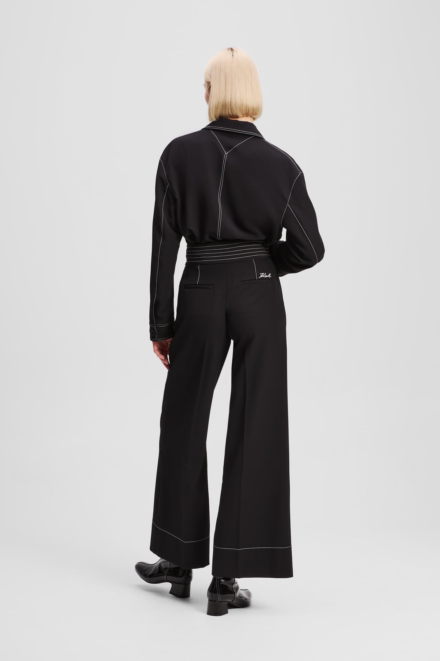 CONTRAST STITCH PANTS BLACK 3