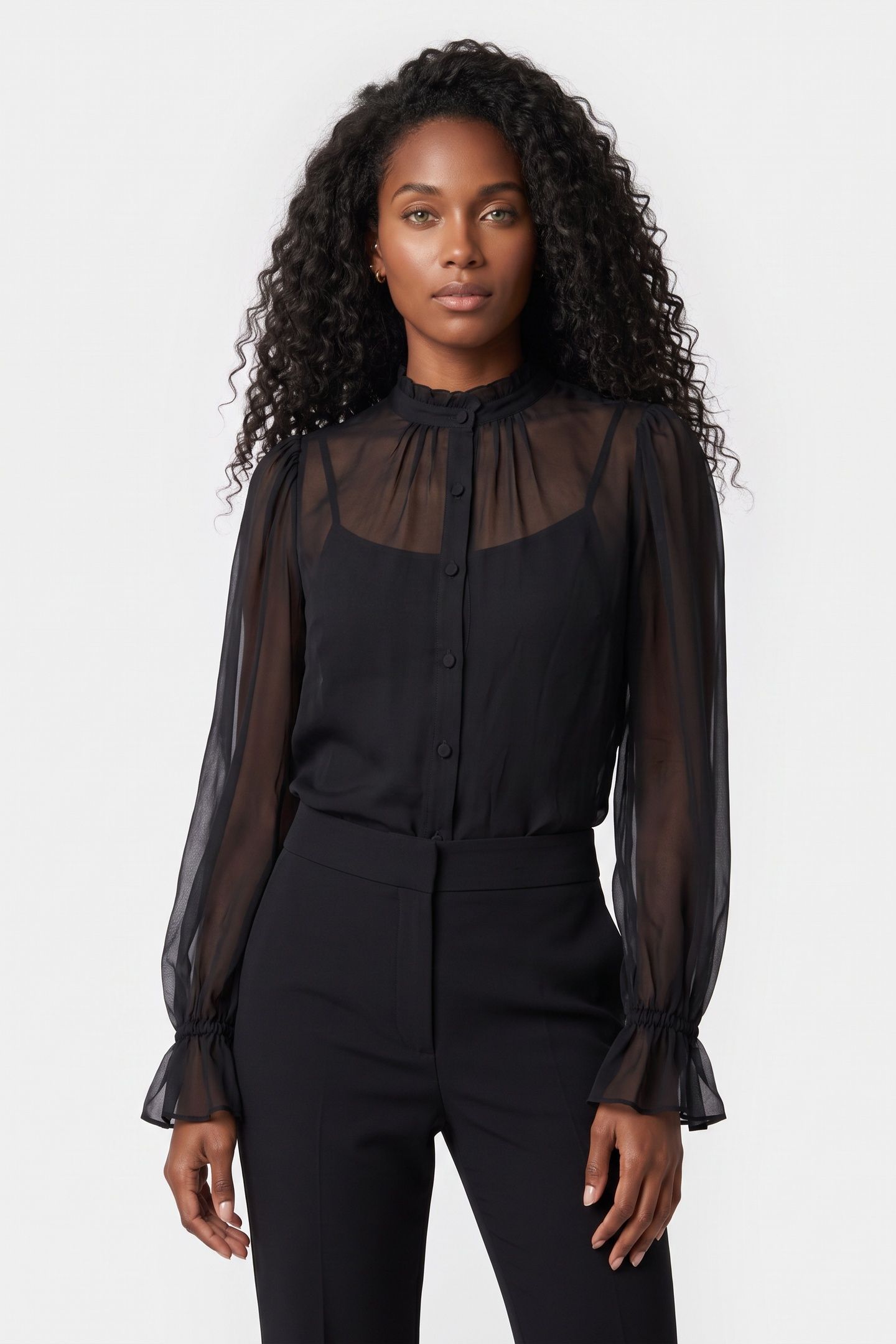 SILK CHIFFON SHIRT BLACK 1