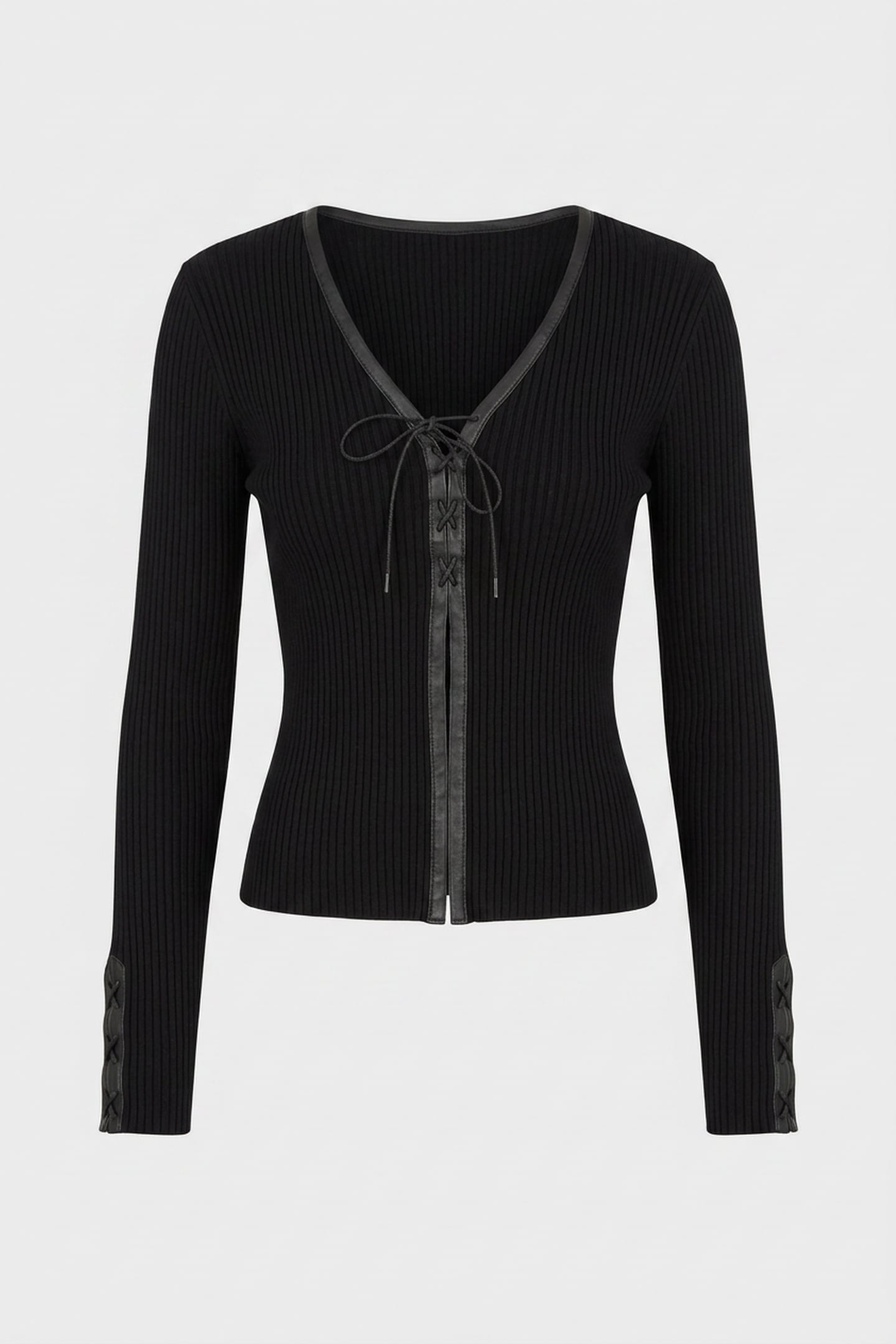 BONDAGE LACING WOOL CARDIGAN BLACK 3