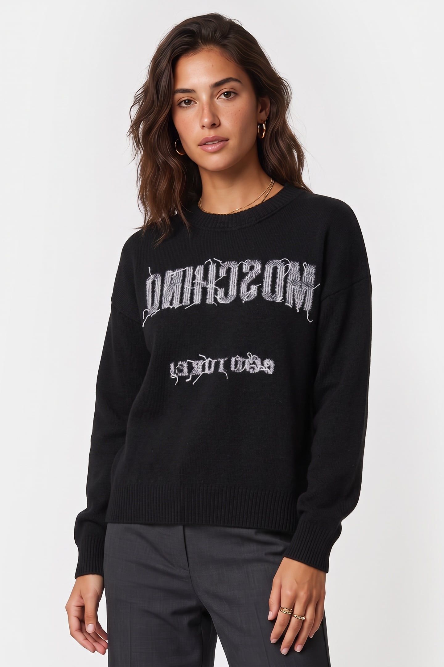 WOOL PULLOVER INSIDE OUT LOGO BLACK 1