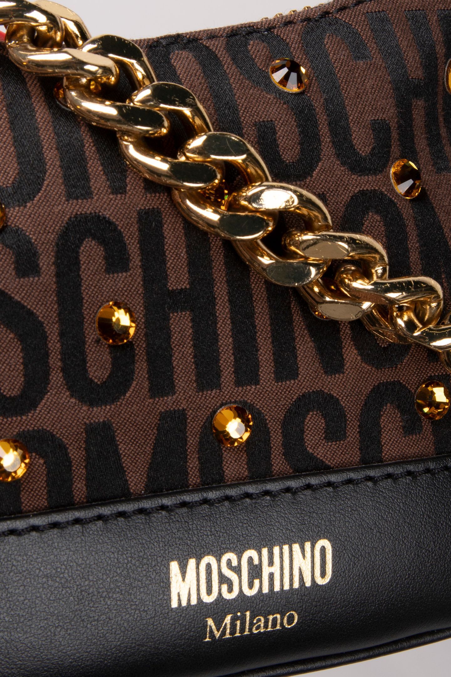 ALLOVER LOGO MINI BAG WITH RHINESTONES BROWN 5