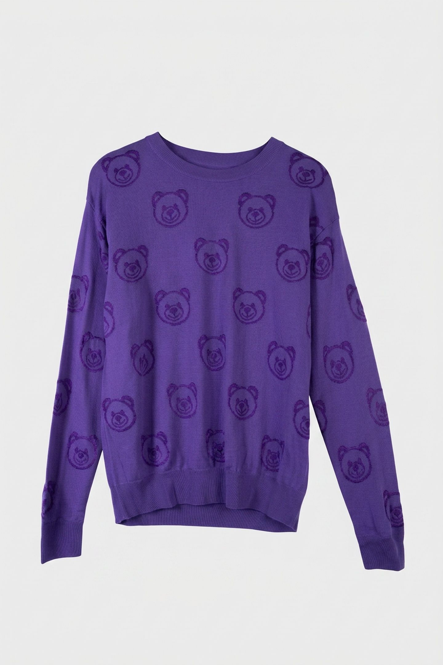 ALLOVER TEDDY BEAR WOOL PULLOVER BLUE 3