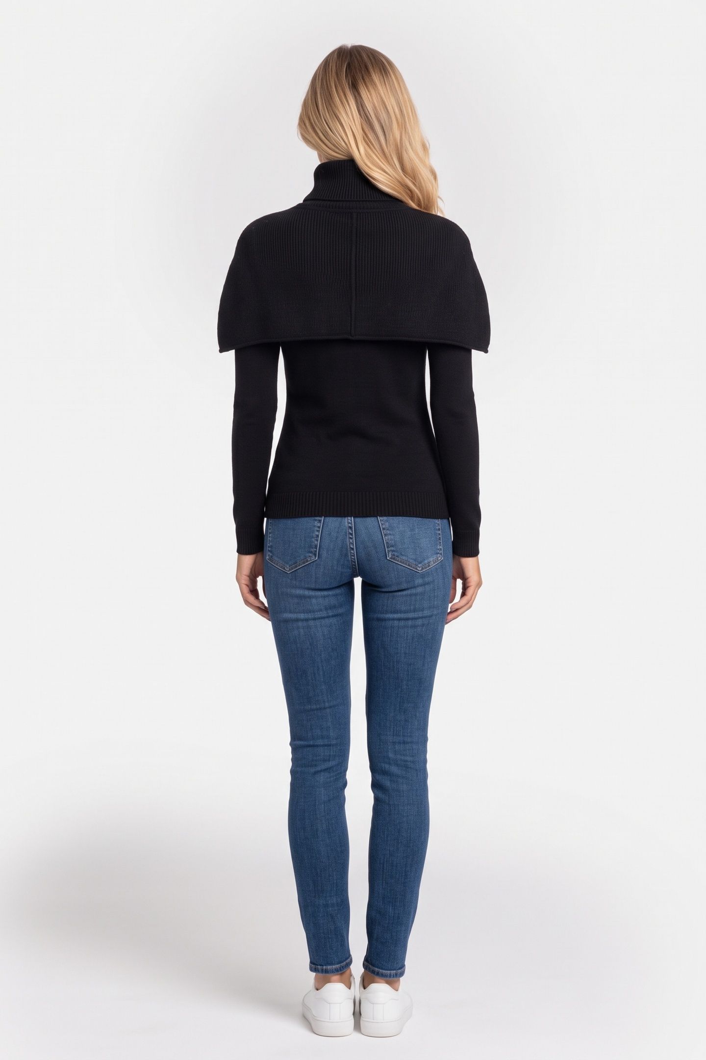 CASSIA CASHMERE PONCHO BLACK 2