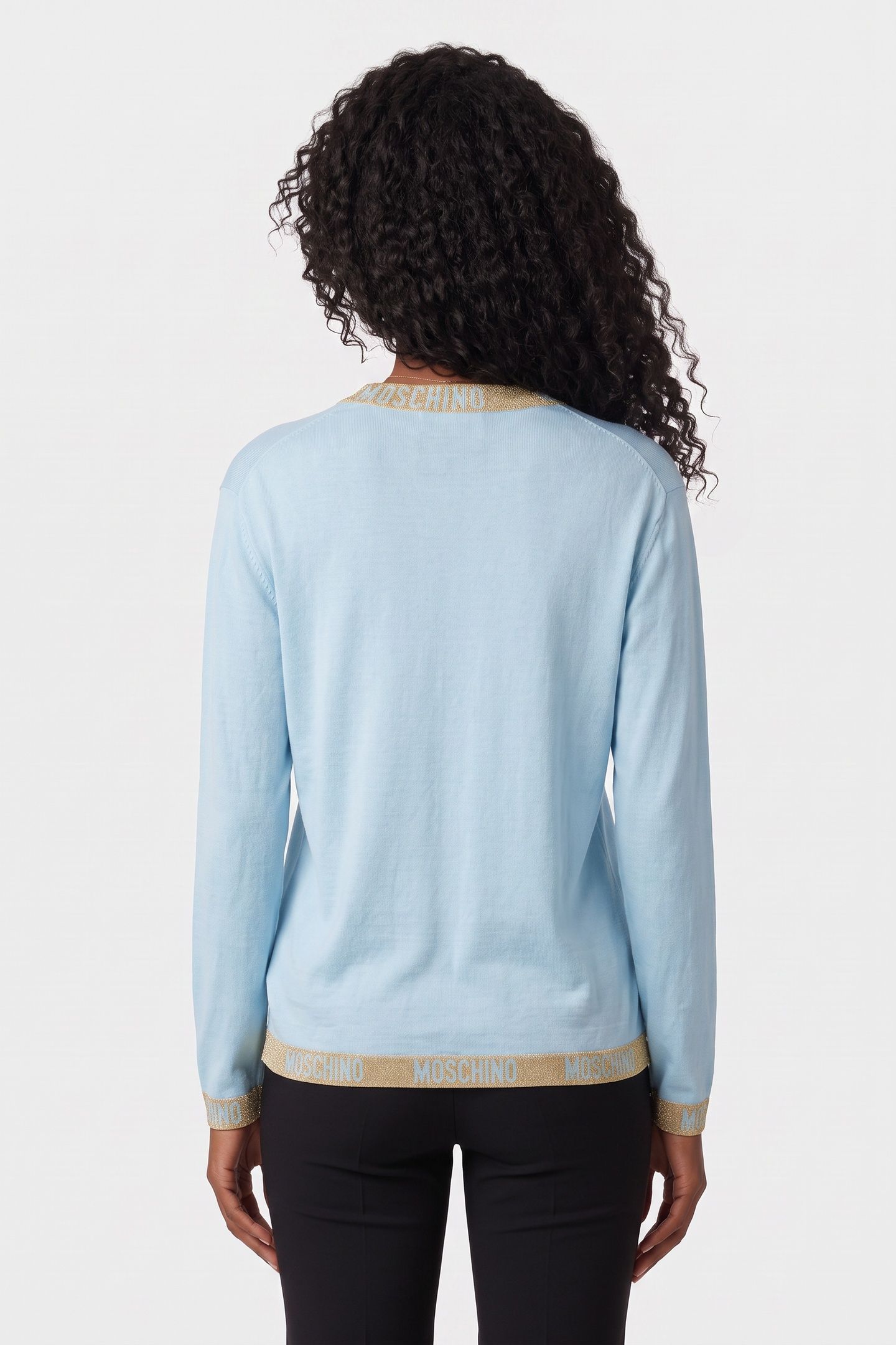 LOGO TAPE WOOL CARDIGAN BLUE 2