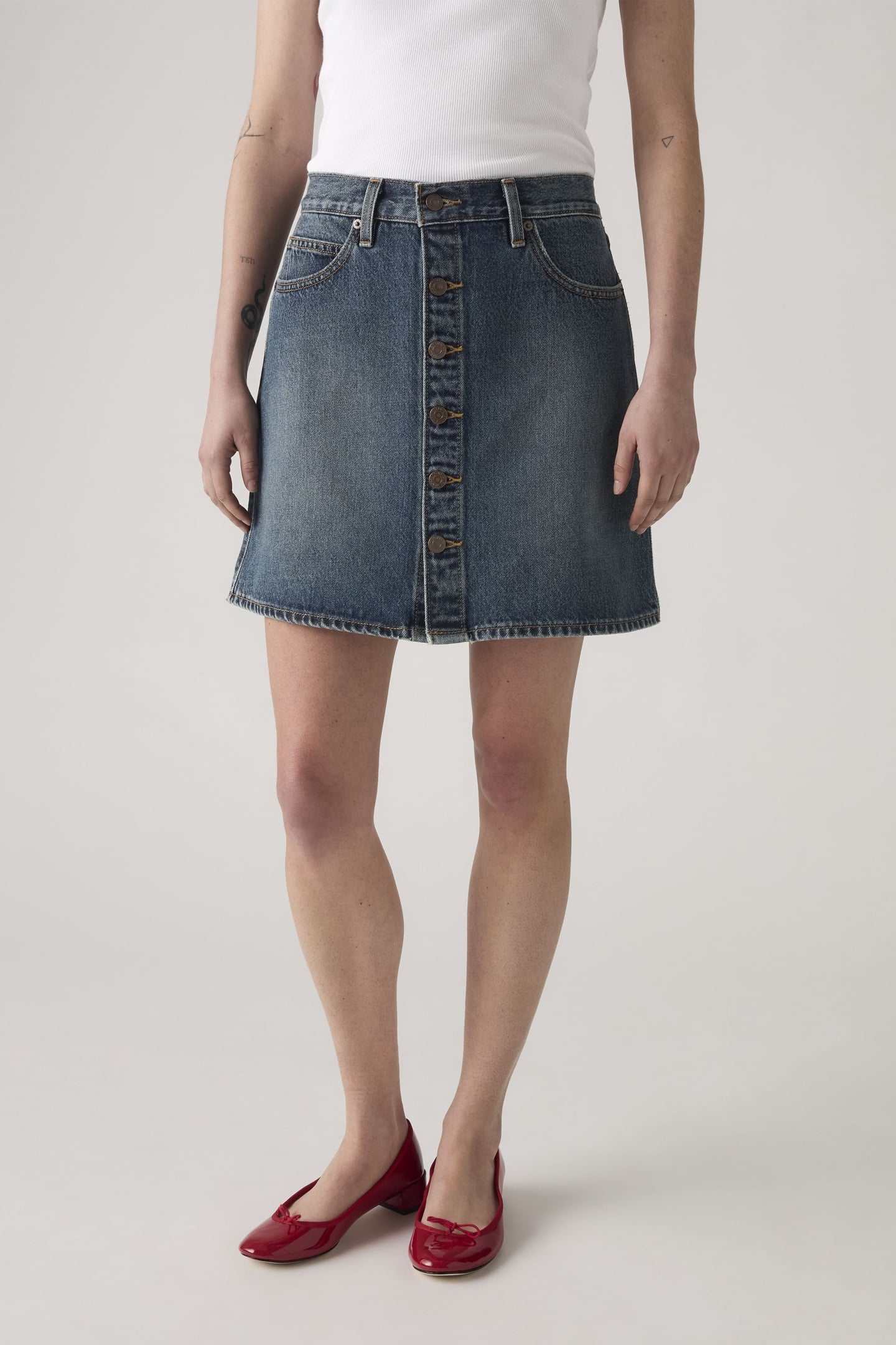RETRO BUTTON FRONT SKIRT 5