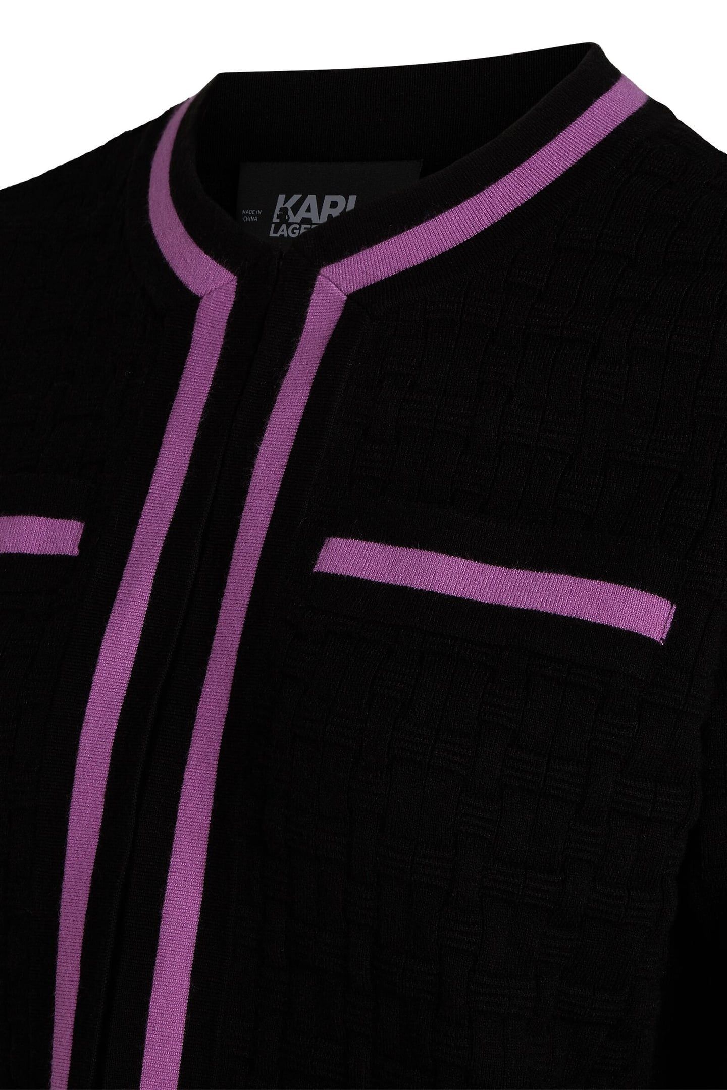 TEXTURED CLASSIC KNIT CARDIGAN BLACK/IRIS ORCHID 7