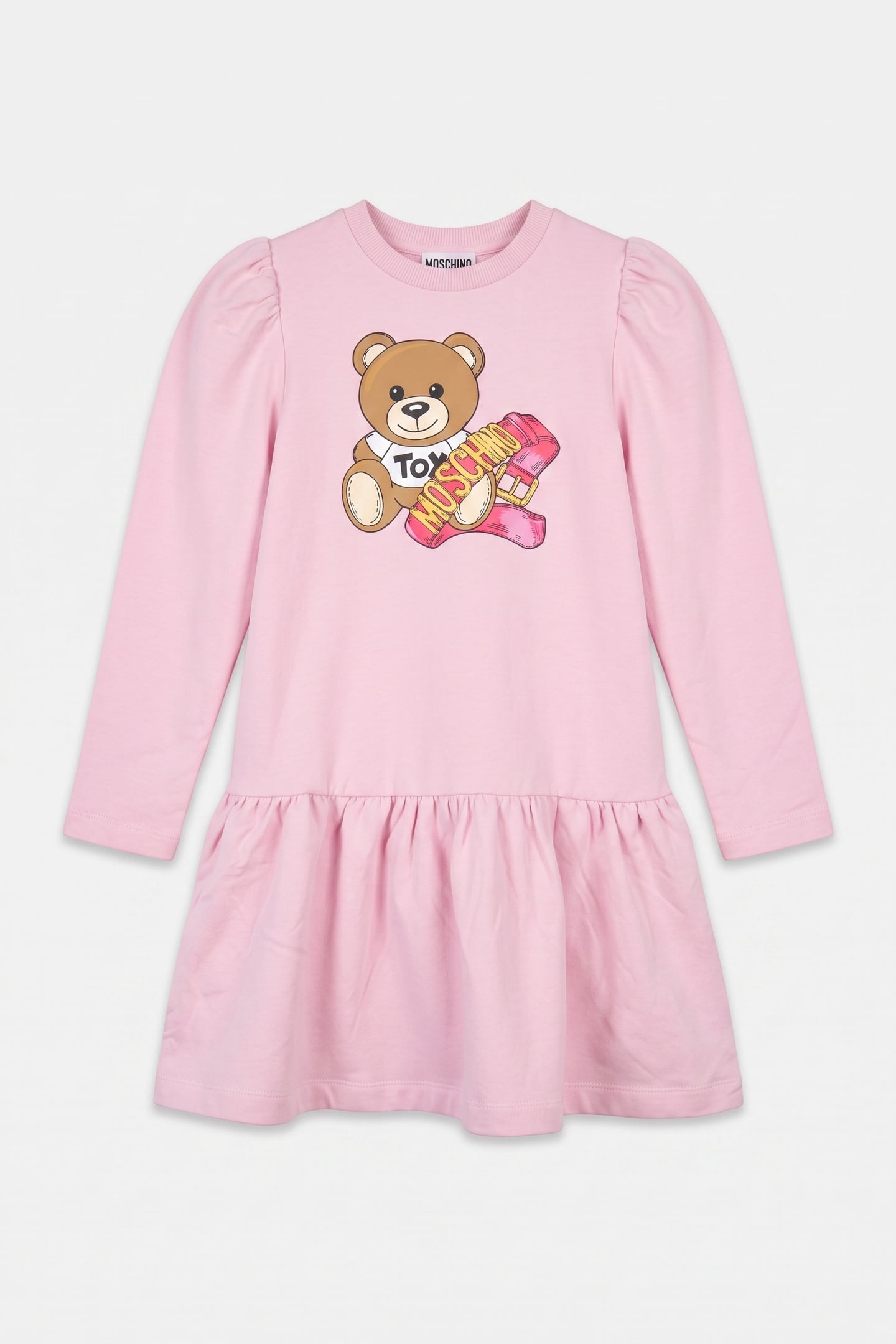 GIRL'S MOSCHINO TEDDY BEAR FLEECE DRESS PINK 1