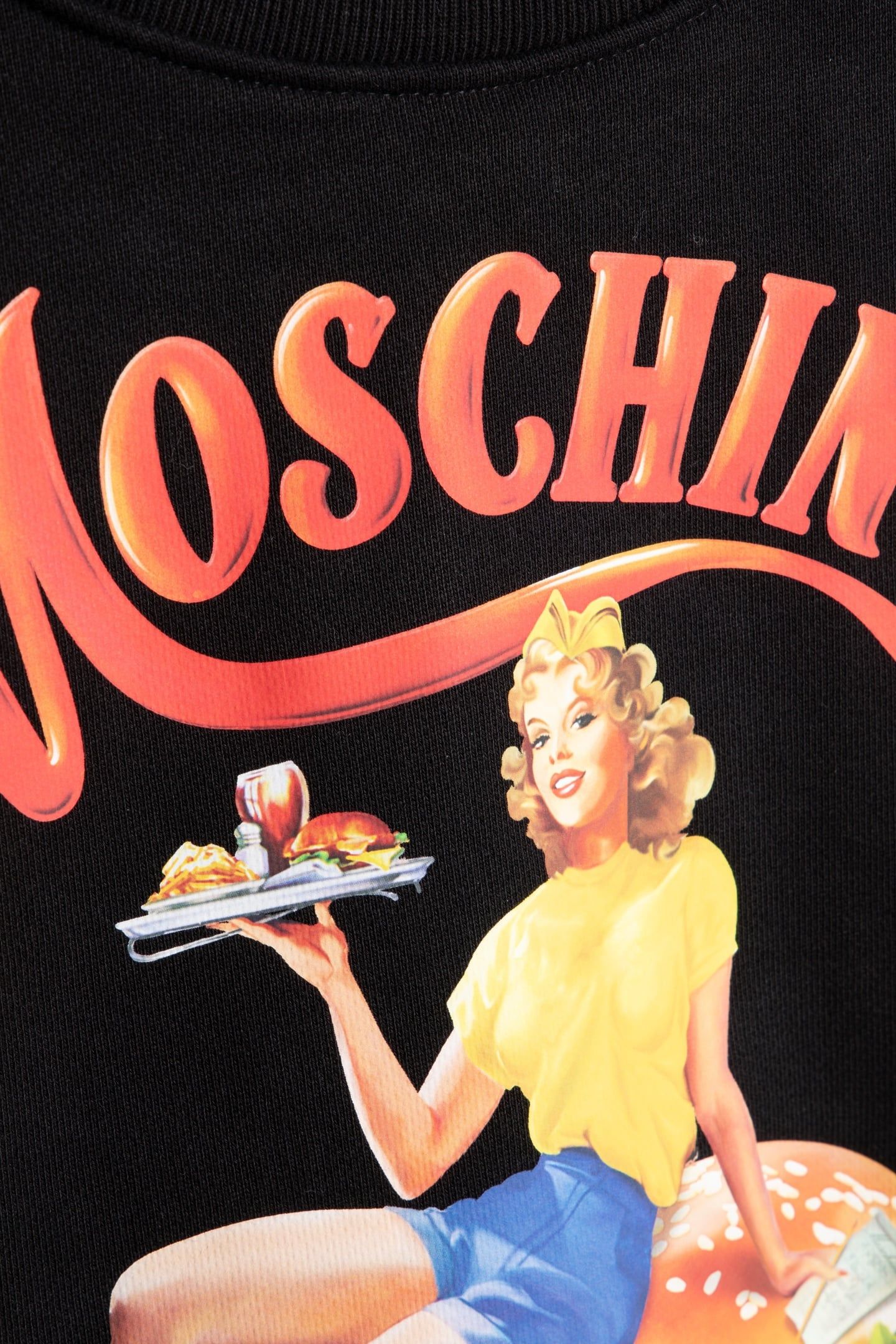 MOSCHINO'S HAMBURGER ORGANIC COTTON SWEATSHIRT BLACK 4