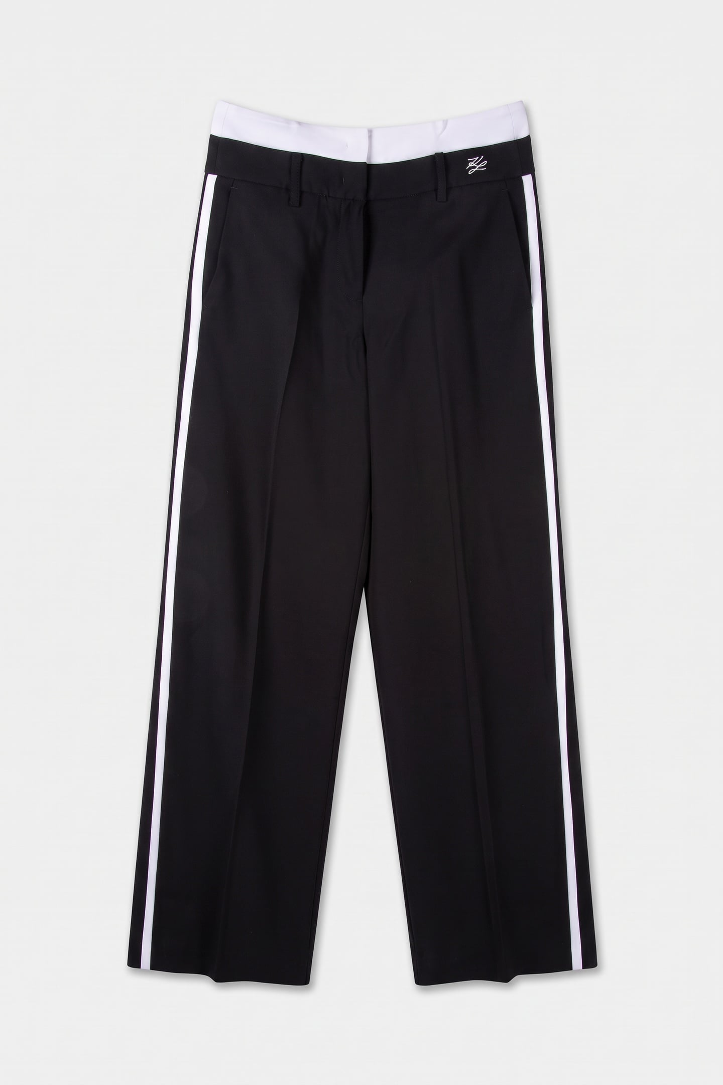 CONTRAST WAISTBAND PANTS WHITE/BLACK 3
