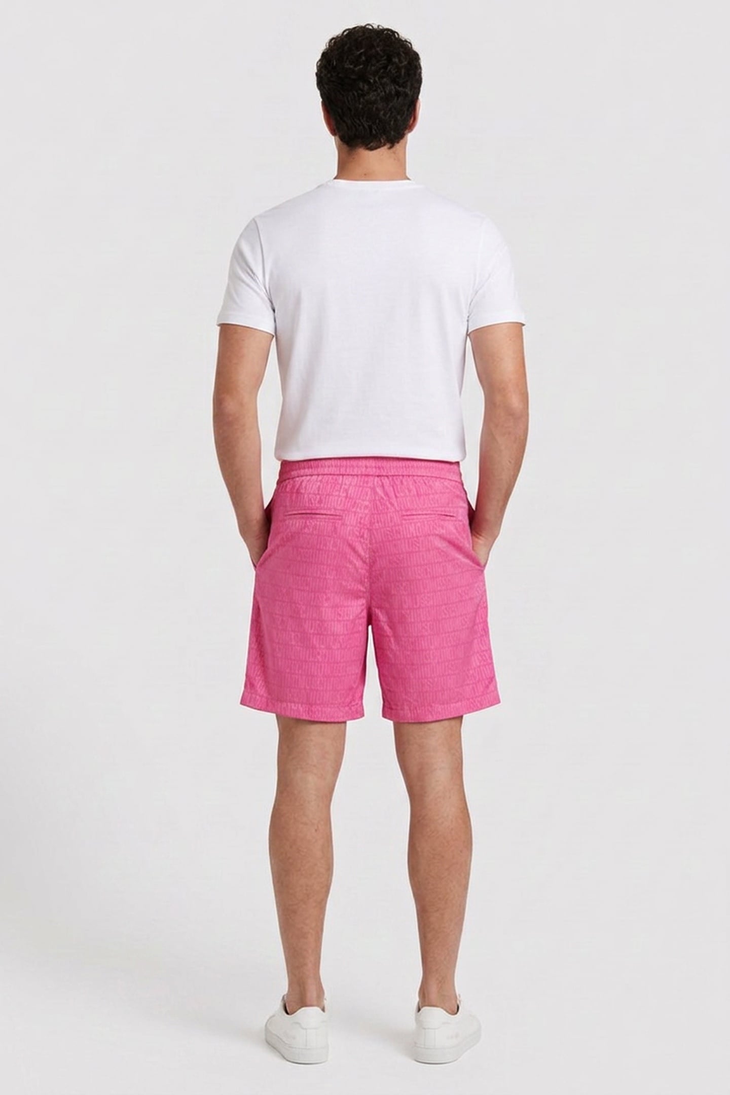 ALLOVER LOGO JACQUARD TWILL BERMUDA SHORTS PINK 2