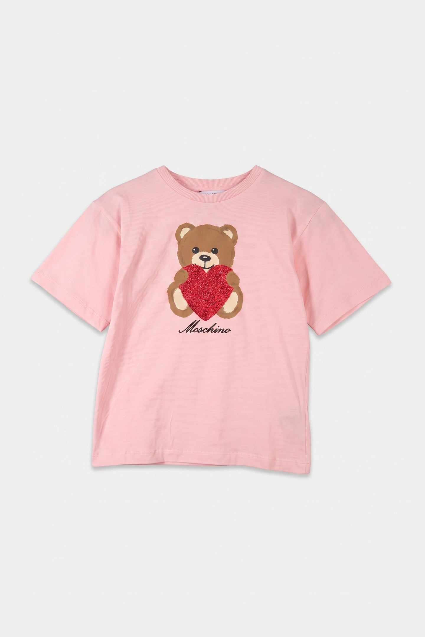 GIRL'S MAXI T-SHIRT IN JERSEY HEART TEDDY BEAR PINK 2