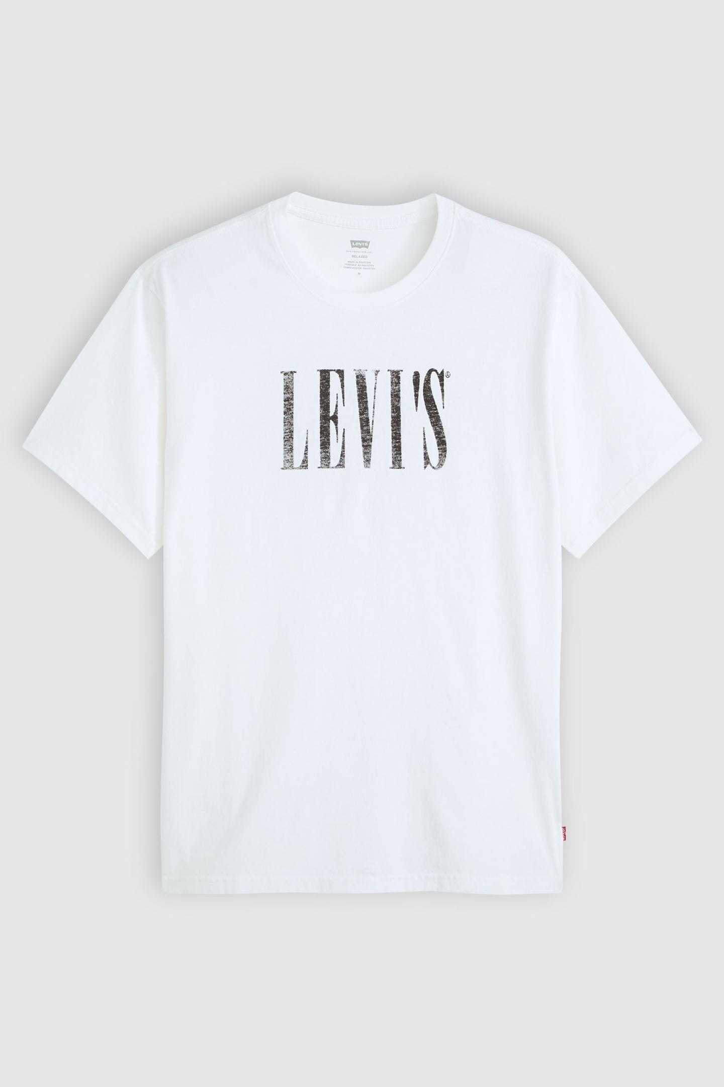 SS RELAXED FIT TEE DISTRESSED SERIF 3 WH 3
