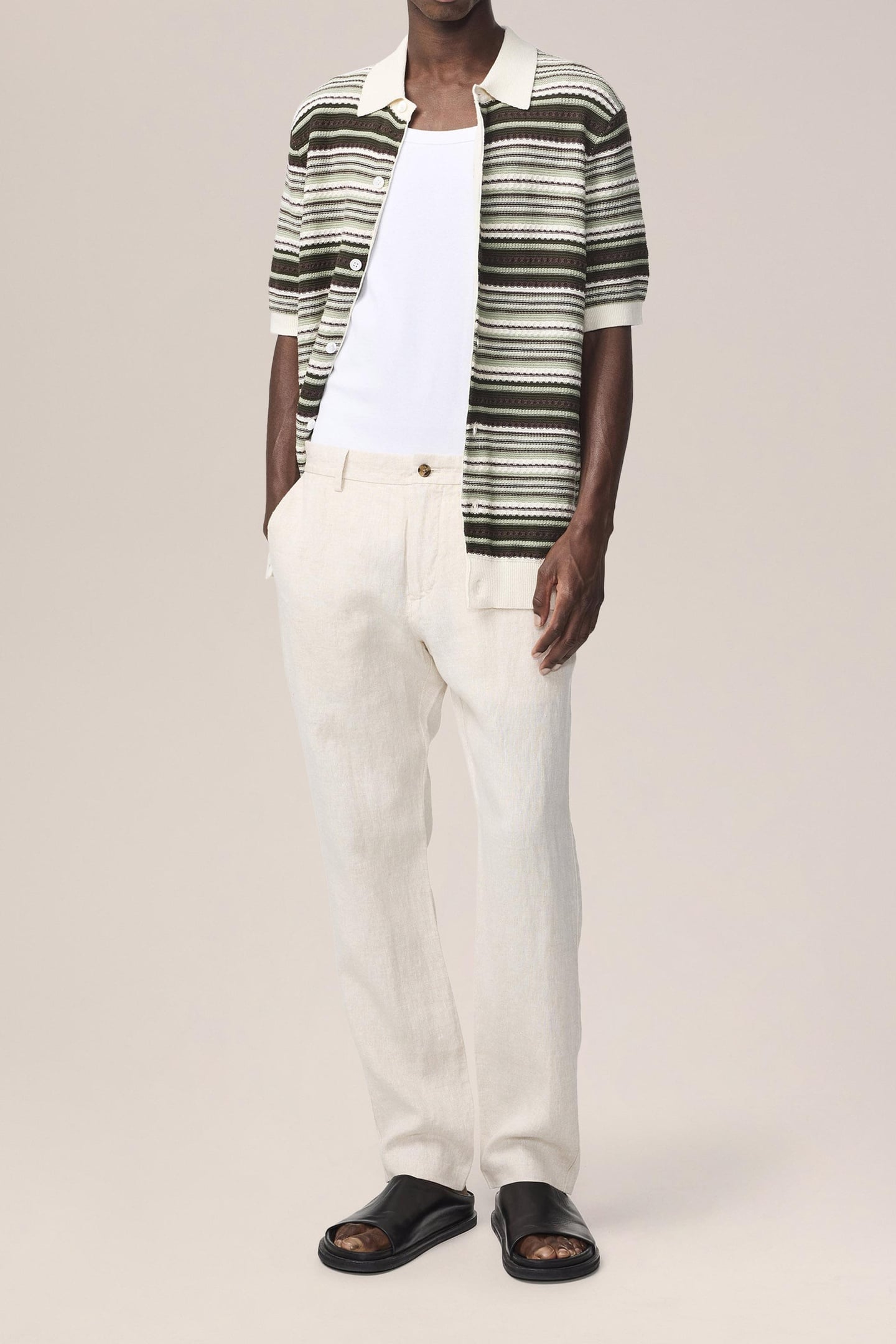 NOLAN POLO CARDIGAN 6686 GREEN STRIPE 3