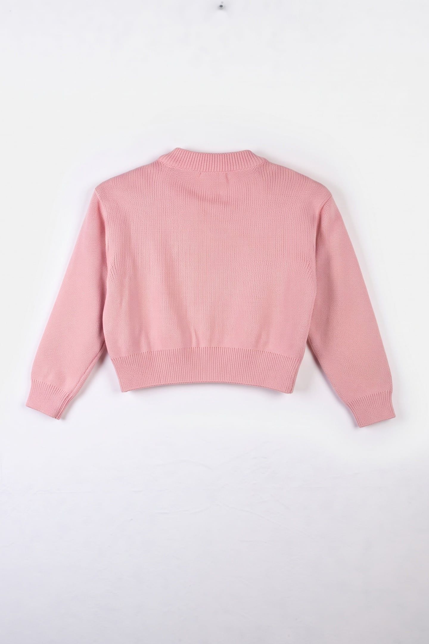 GIRL'S HEART TEDDY BEAR WOOL AND COTTON PULLOVER PINK 3