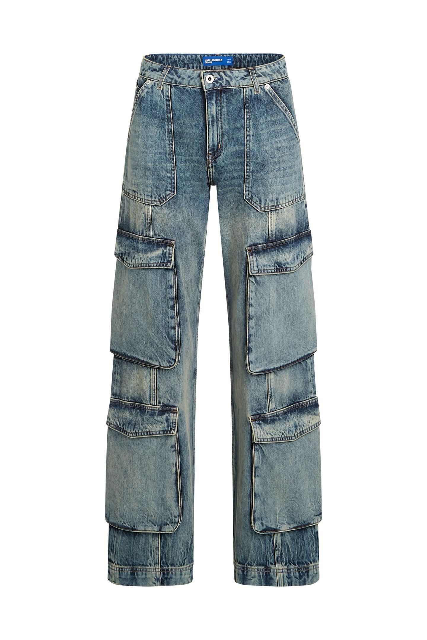KLJ MR RELAXED CARGO DENIM TINTED VISUAL WASHED BLUE 5