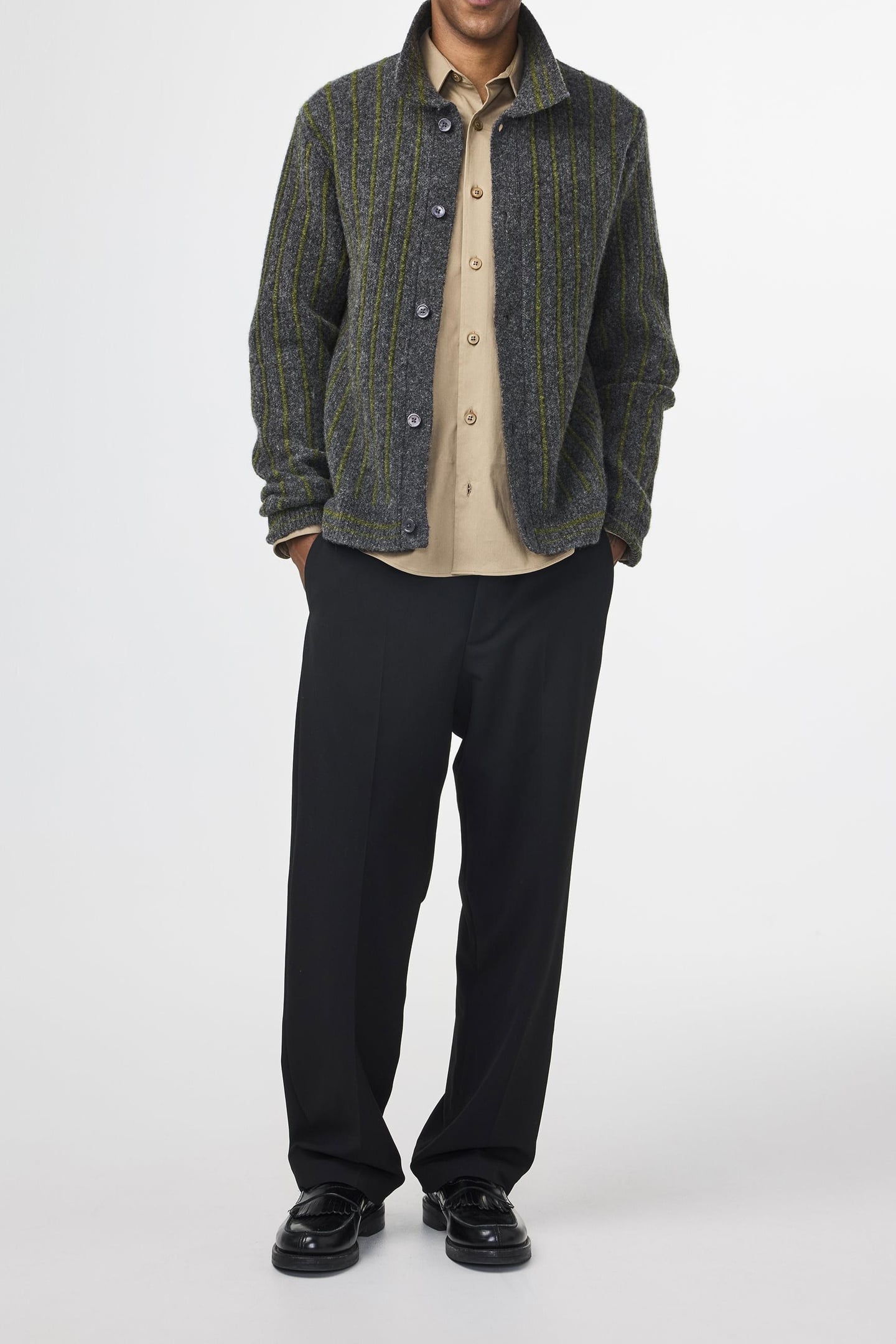 DARREN POLO CARDIGAN 6683 MEDIUM GREY MEL 3