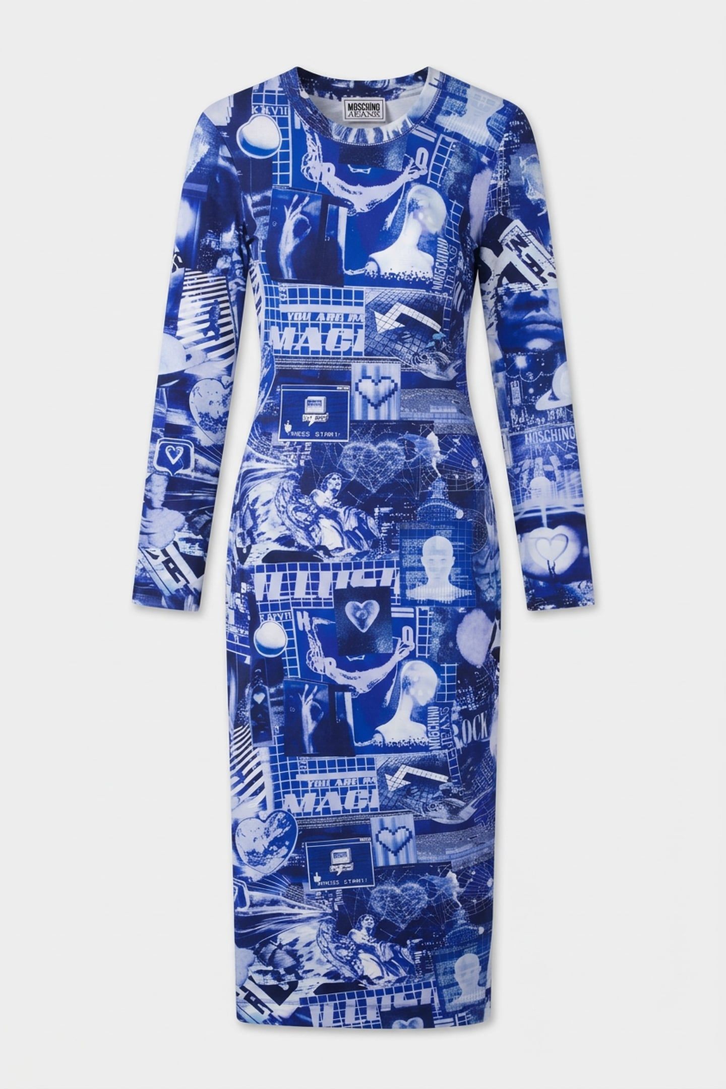 DIGITAL HEART LIGHTWEIGHT FLEECE DRESS BLUE 3